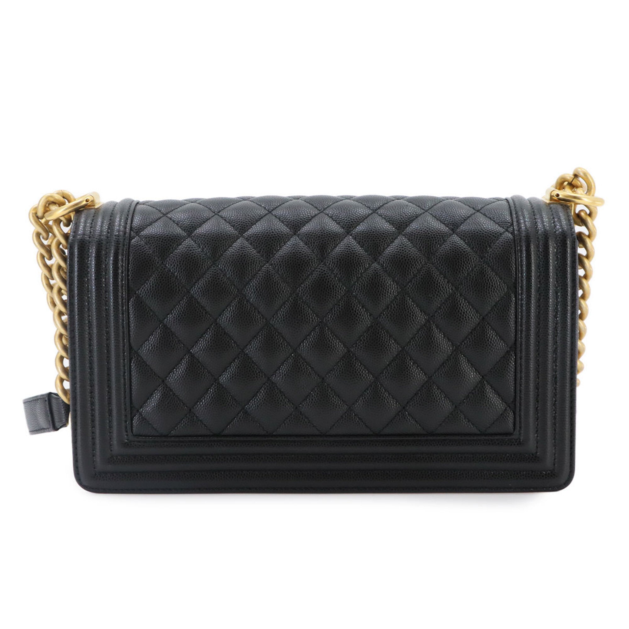 Chanel Black Grained Calfskin Handbag Shoulder Bag (Pre-Owned)