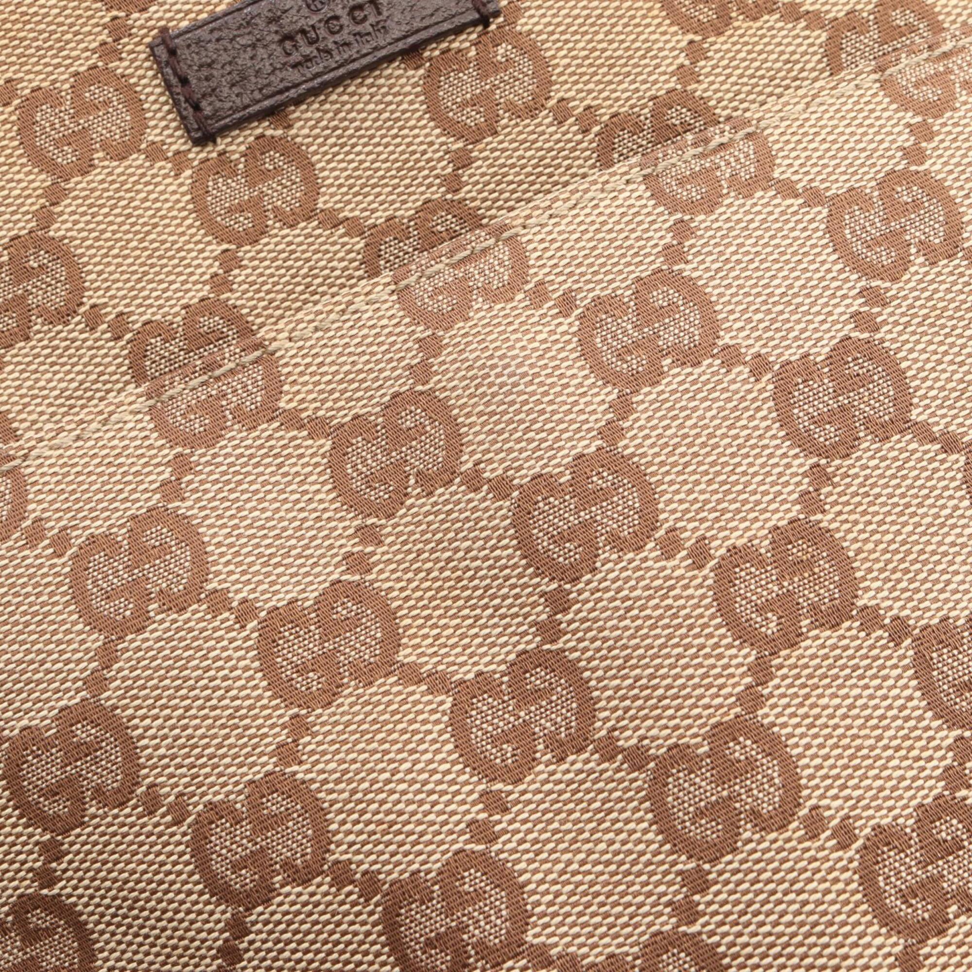 Gucci Beige Brown Canvas Leather Shoulder Bag (Pre-Owned)