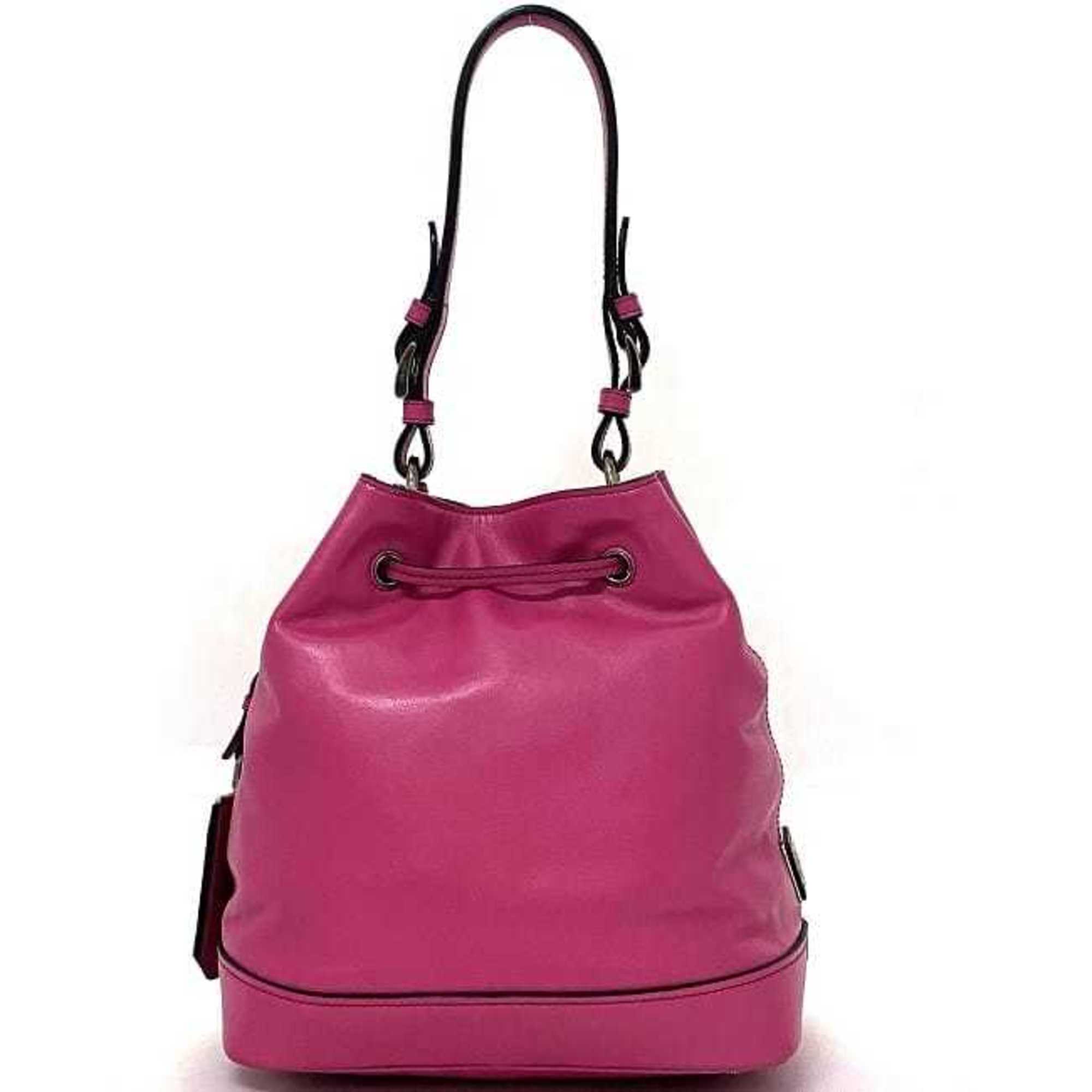 Prada Fuxia Pink Leather Handbag Shoulder Bag (Pre-Owned)