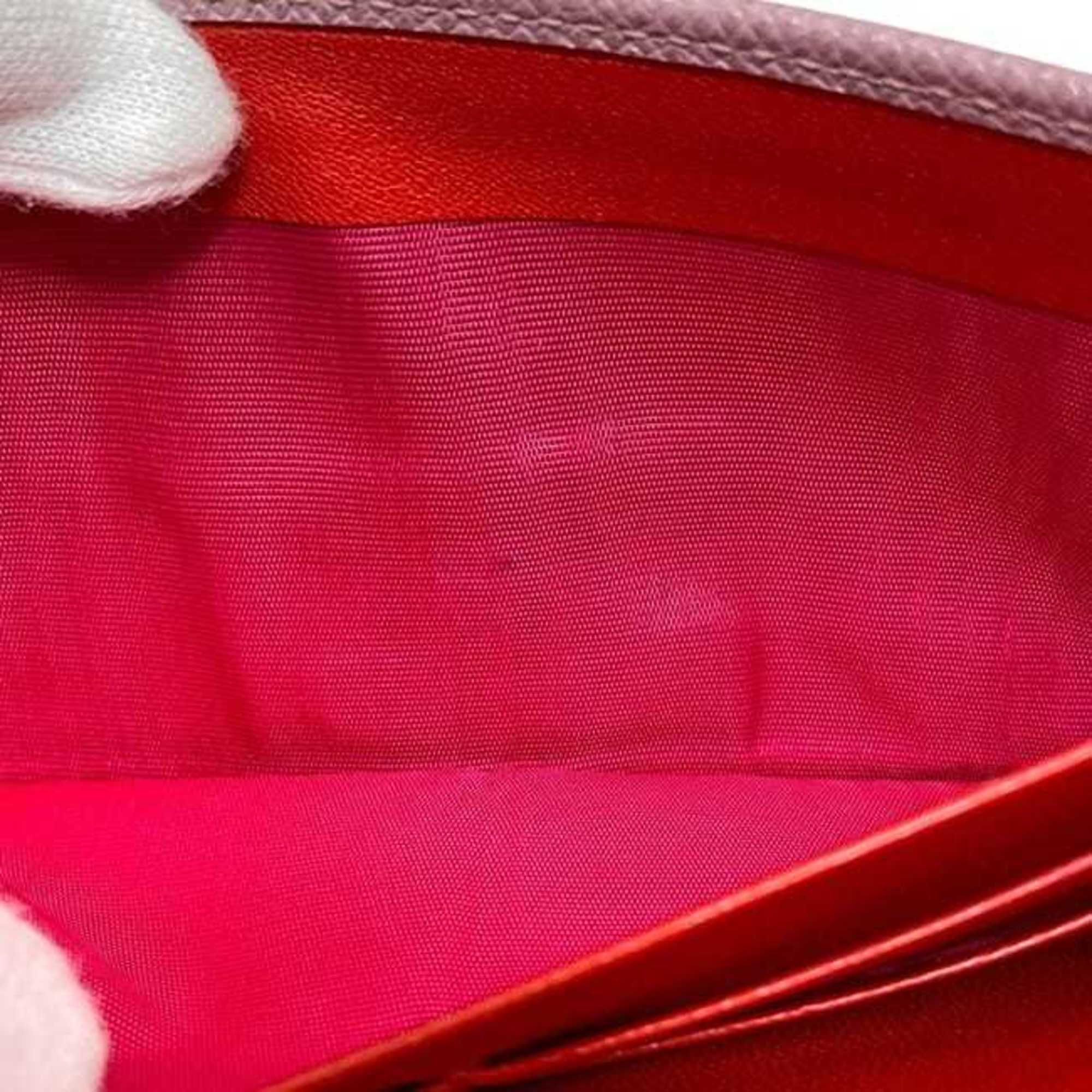 Bvlgari Pink Leather Long Wallet (Bi-Fold) (Pre-Owned)