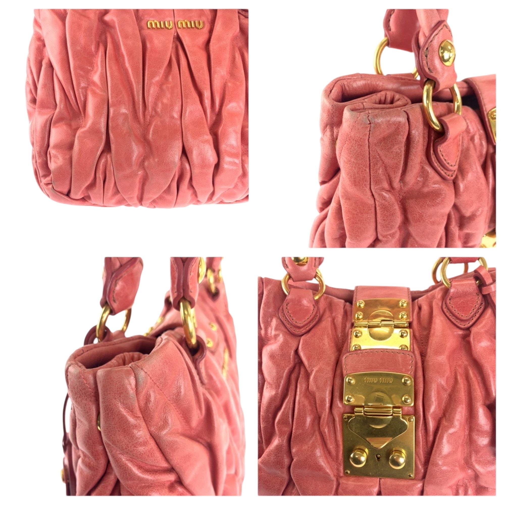 Miu Miu Pink Leather Handbag Tote Bag (Pre-Owned)