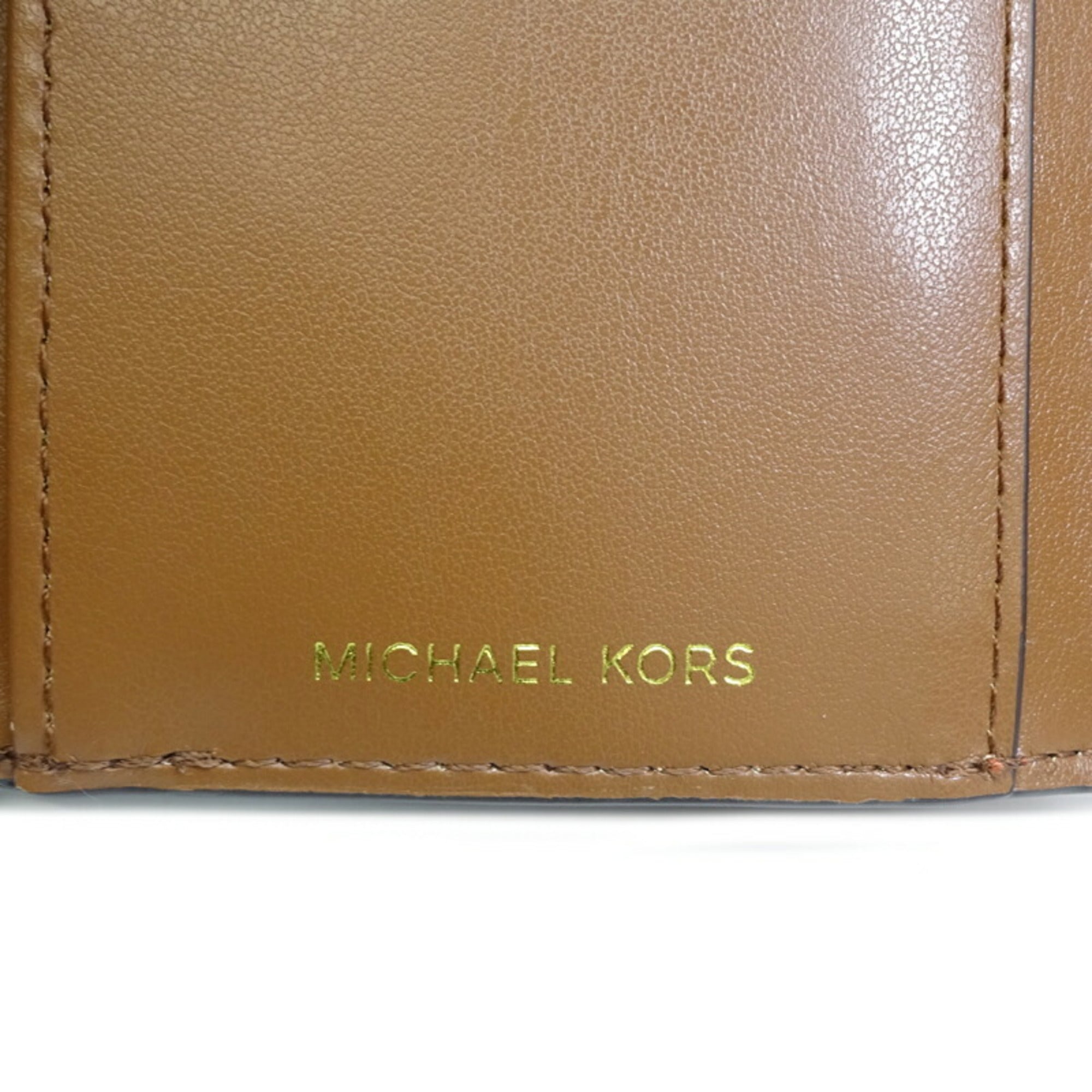 Michael Kors Brown Orange Pvc Leather Wallet (Tri-Fold) (Pre-Owned)