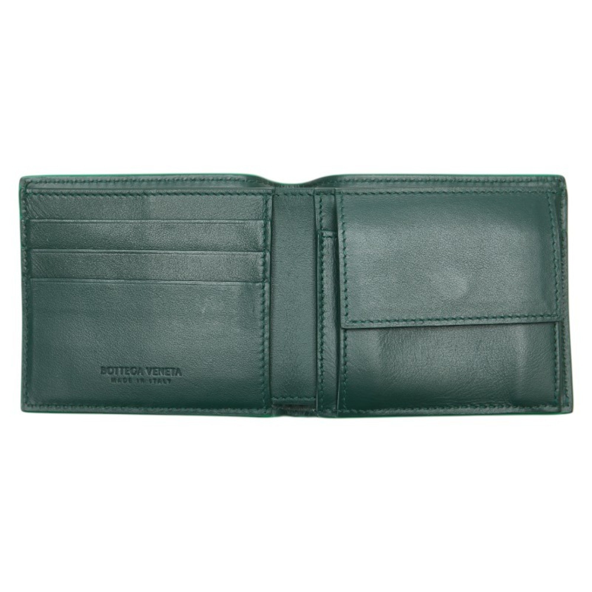 Bottega Veneta Emerald Green Leather Wallet (Bi-Fold) (Pre-Owned)