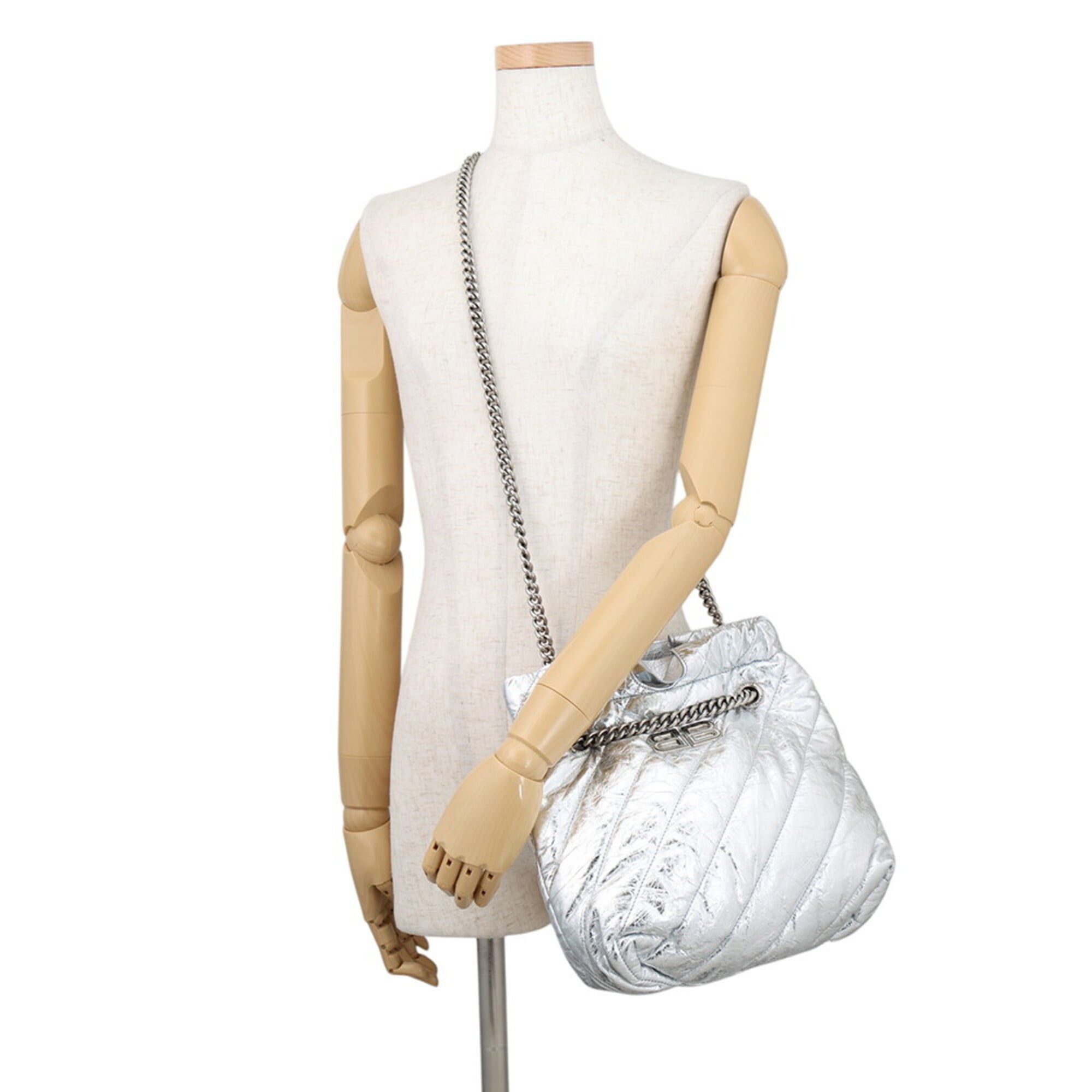 Balenciaga Silver Leather Handbag Shoulder Bag Tote Bag (Pre-Owned)