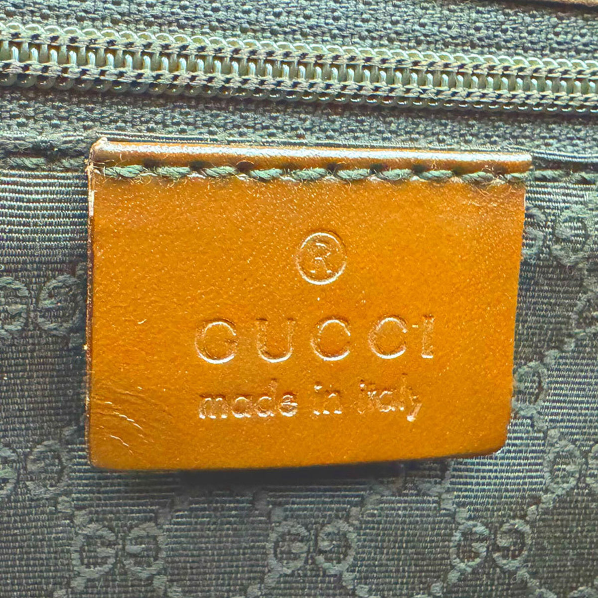 Gucci Beige Brown Yellow Canvas Leather Handbag (Pre-Owned)