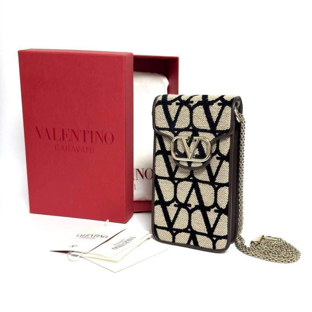 Valentino Leather Canvas Metal Pouch Shoulder Bag (Pre-Owned)
