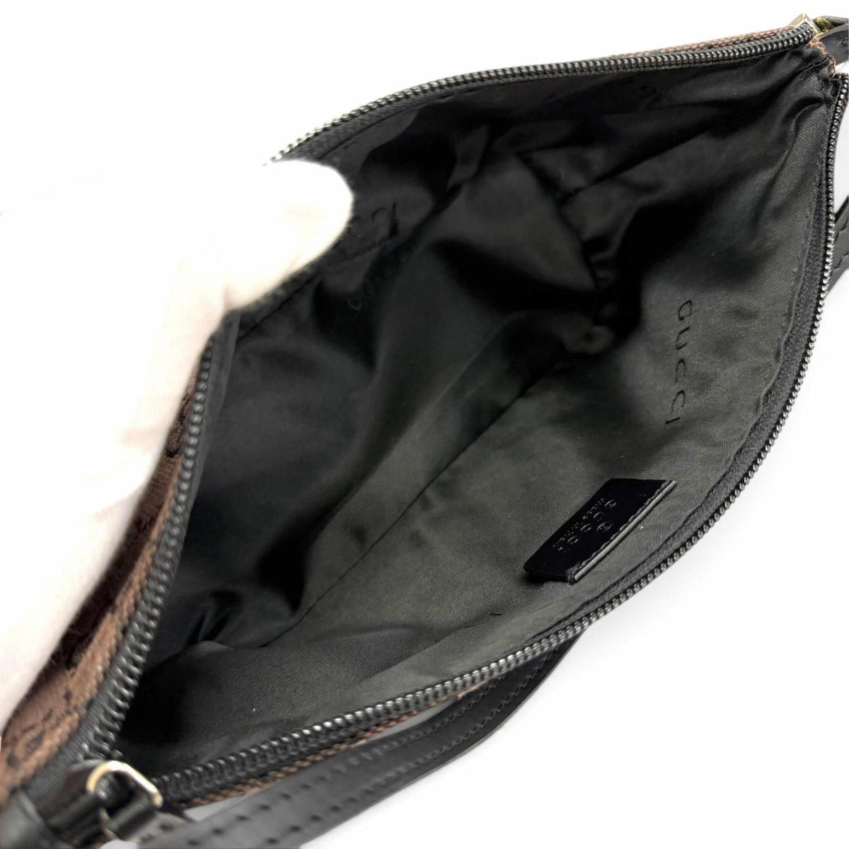 Gucci Dark Brown Gg Canvas Leather Pouch (Pre-Owned)