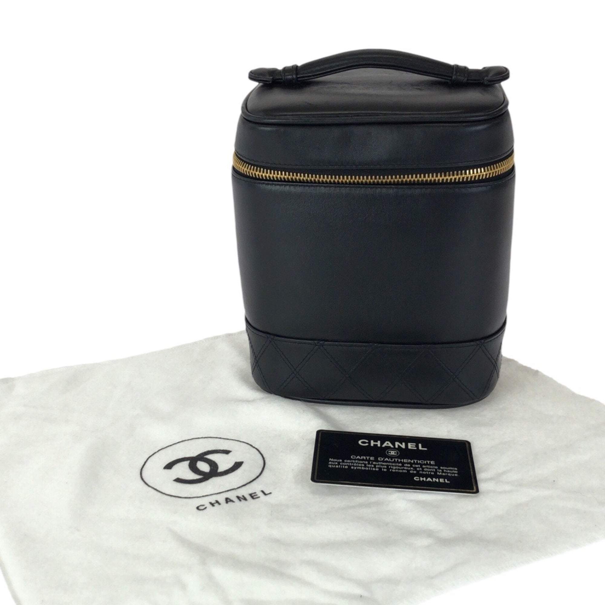 Chanel Black Leather Pouch Vanity Bag (Pre-Owned)
