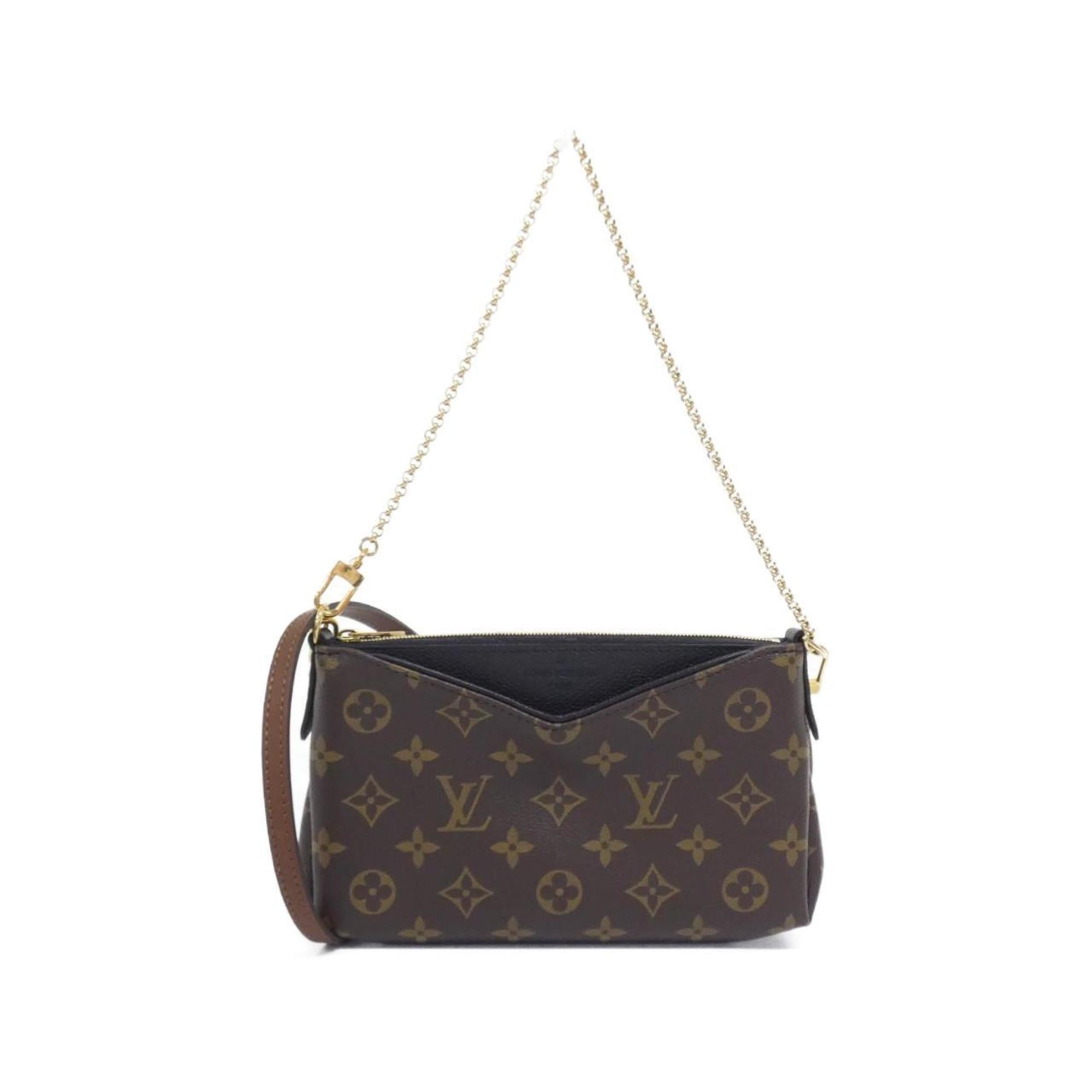 Louis Vuitton Monogram Black Marron Coated Canvas Shoulder Bag (Pre-Owned)