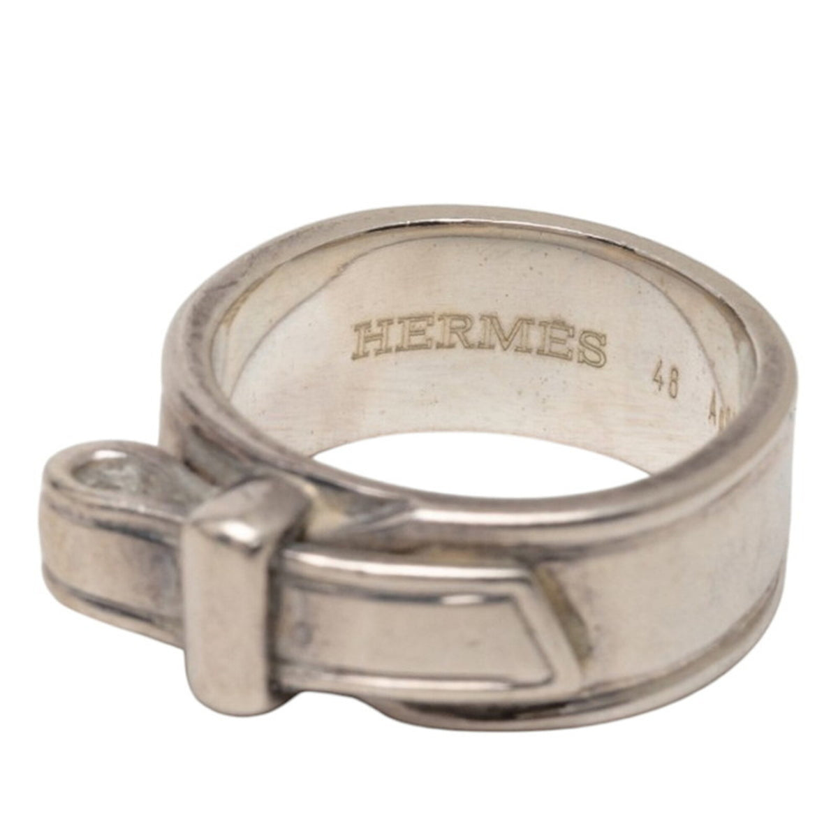 Hermes Silver Silver 925 Band Ring (Pre-Owned)