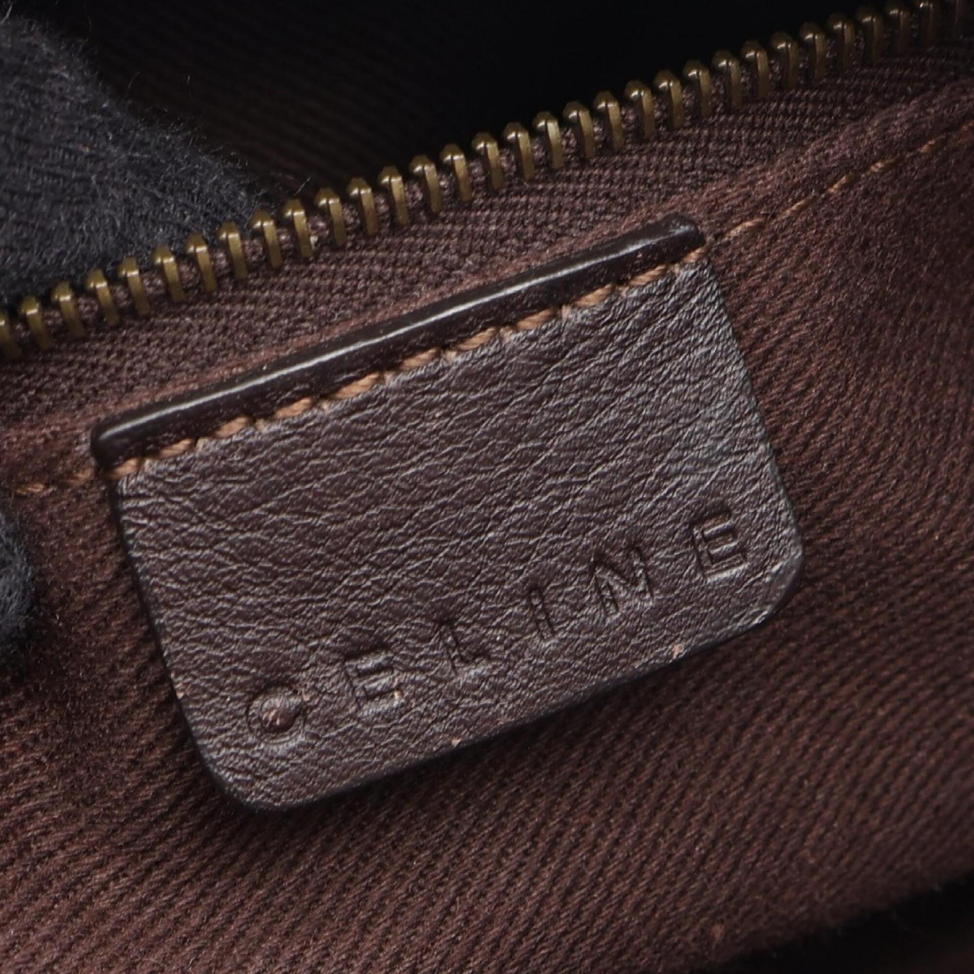Celine Beige Brown Canvas Leather Handbag Shoulder Bag (Pre-Owned)