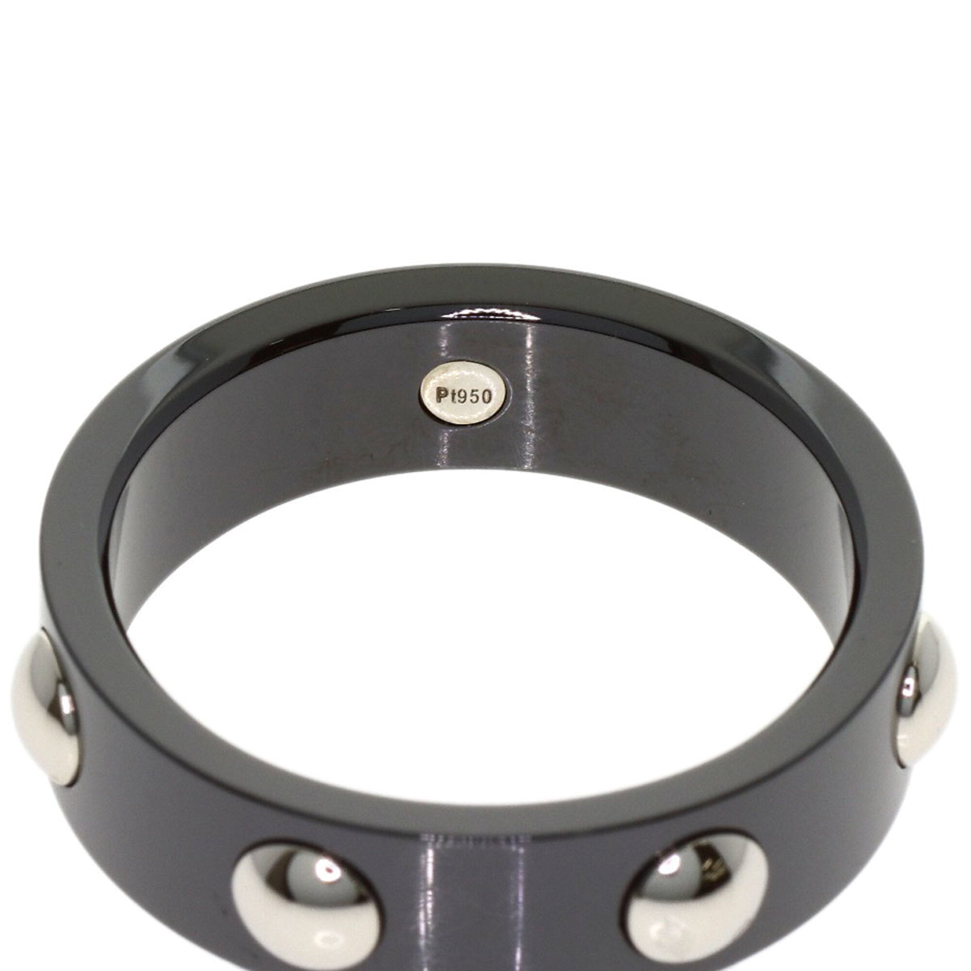 Louis Vuitton Ceramic Platinum 950 Band Ring (Pre-Owned)