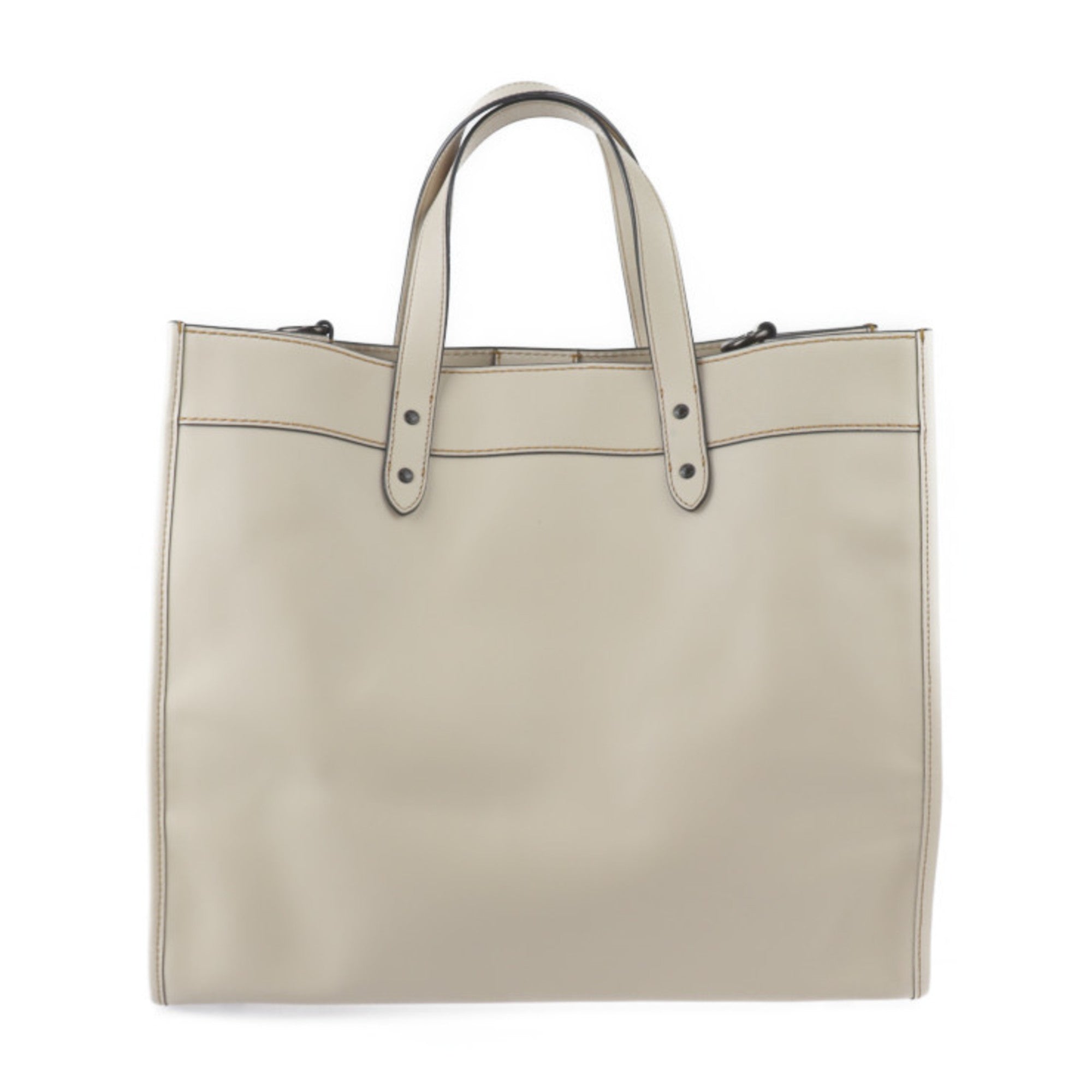 Coach Beige Leather Handbag Shoulder Bag Tote Bag (Pre-Owned)