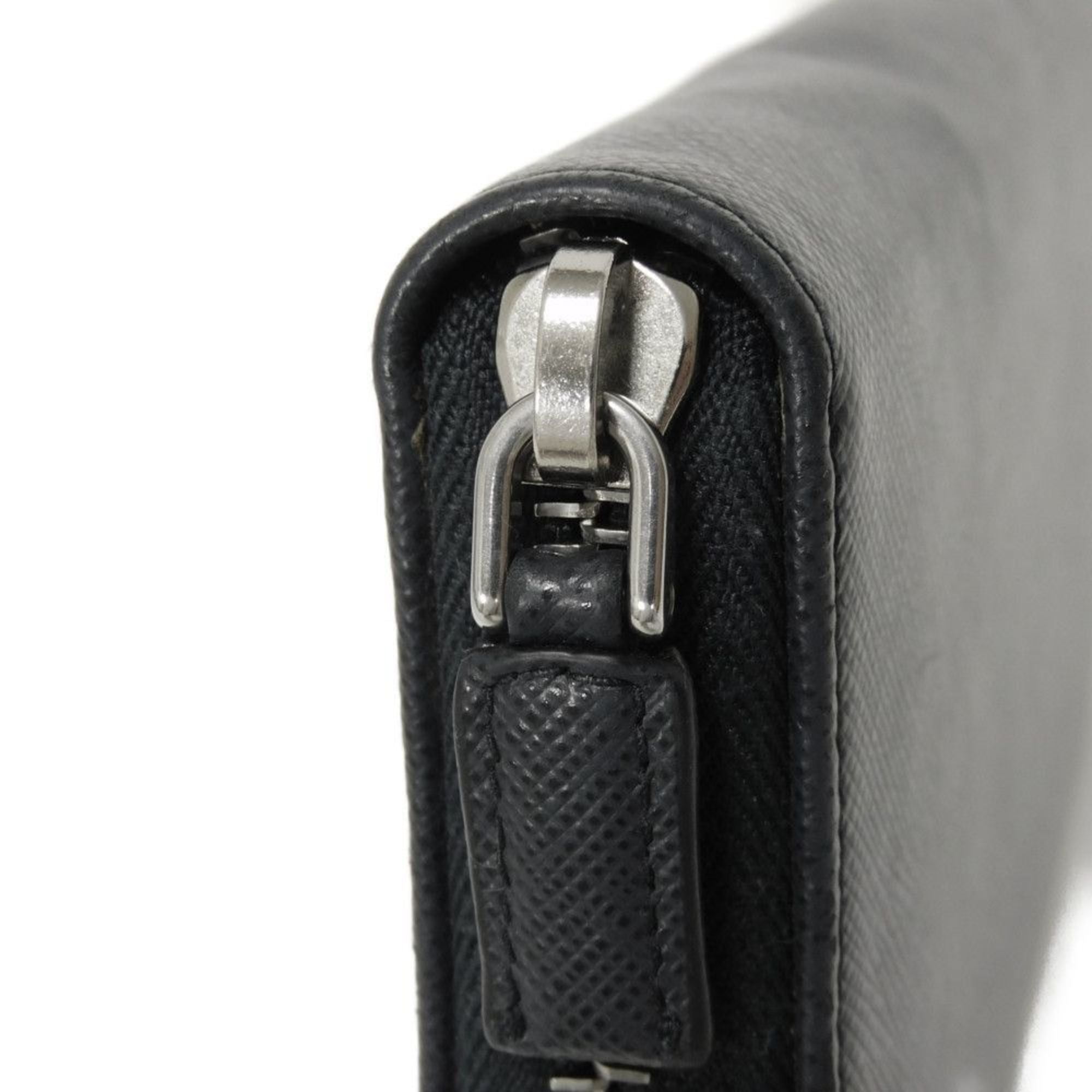 Prada Saffiano Navy Leather Long Wallet (Bi-Fold) (Pre-Owned)