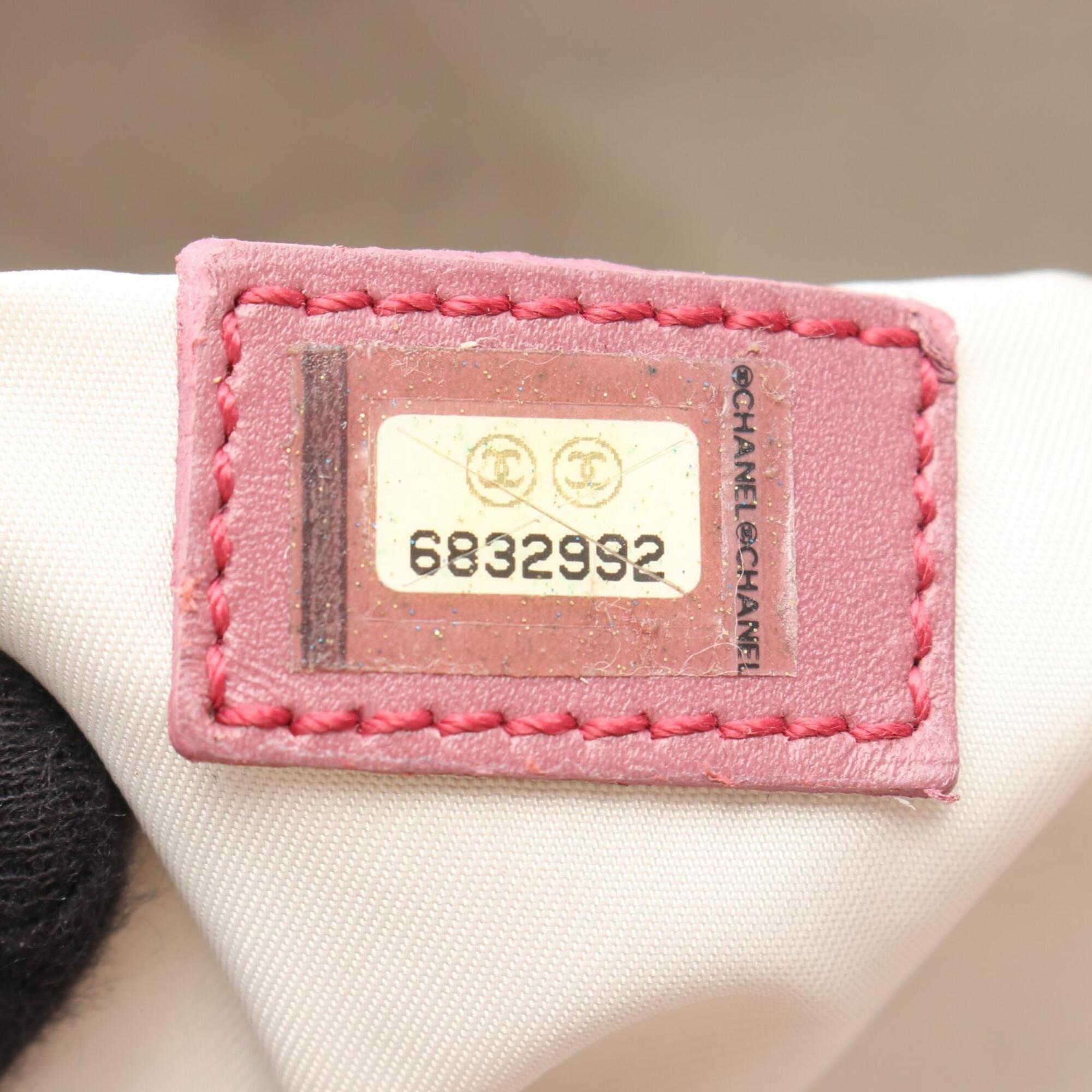 Chanel Pink Leather Nylon Canvas Handbag Tote Bag (Pre-Owned)