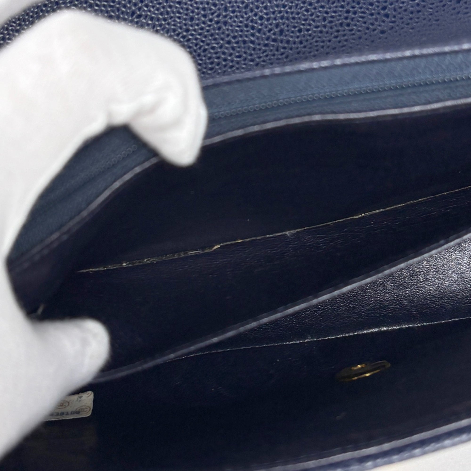 Chanel Matelasse Navy Grained Calfskin Shoulder Bag (Pre-Owned)