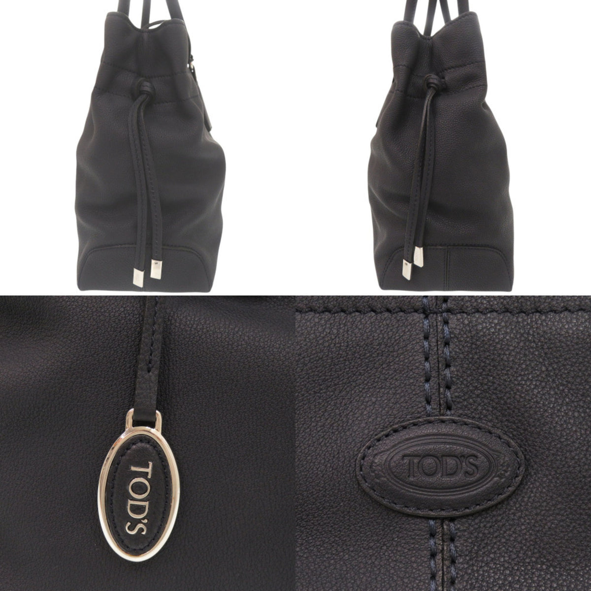 Tod's Navy Leather Handbag Tote Bag (Pre-Owned)
