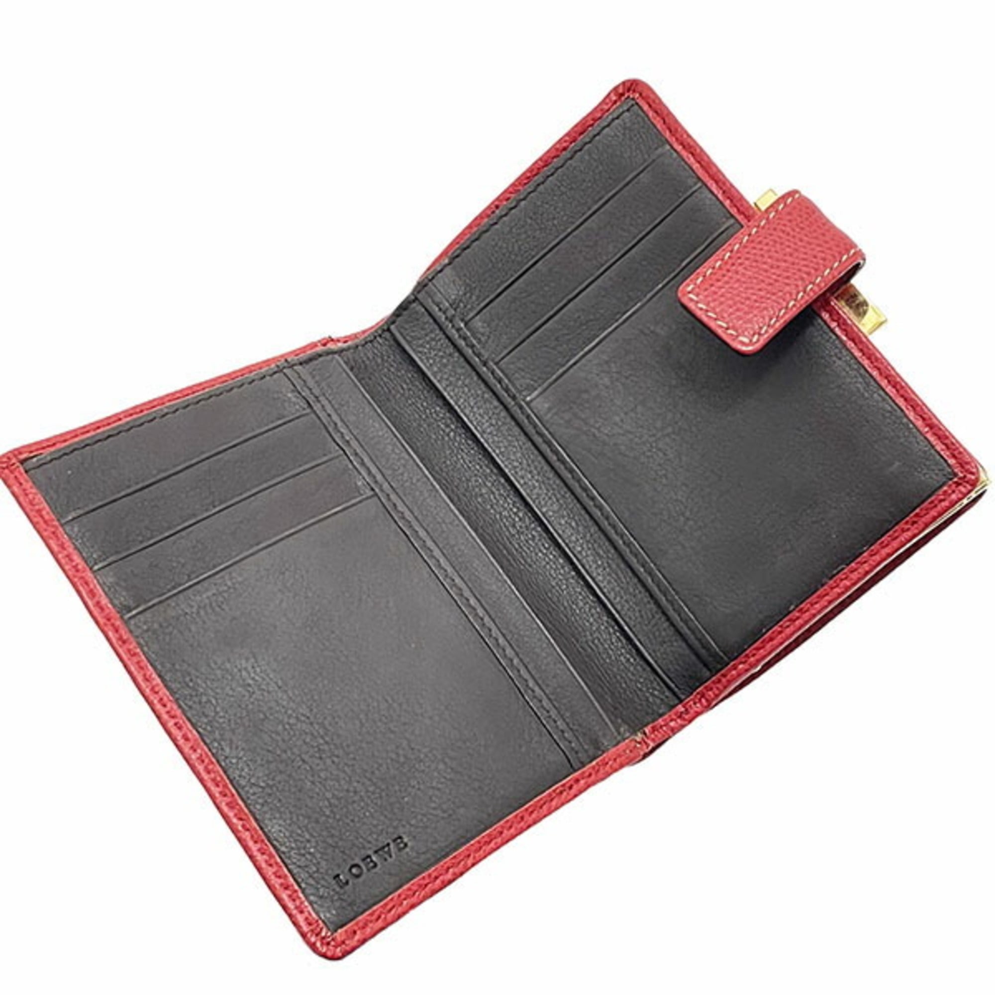 Loewe Dark Brown Red Color Leather Wallet (Bi-Fold) (Pre-Owned)