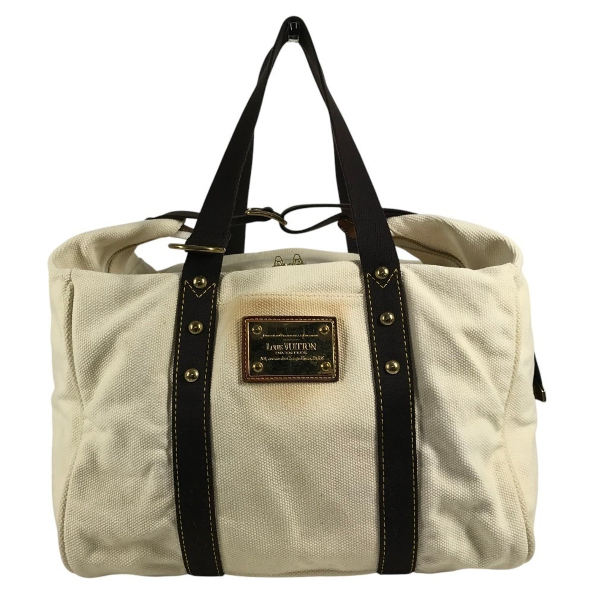 Louis Vuitton Brown Ecru White Canvas Shoulder Bag Tote Bag (Pre-Owned)