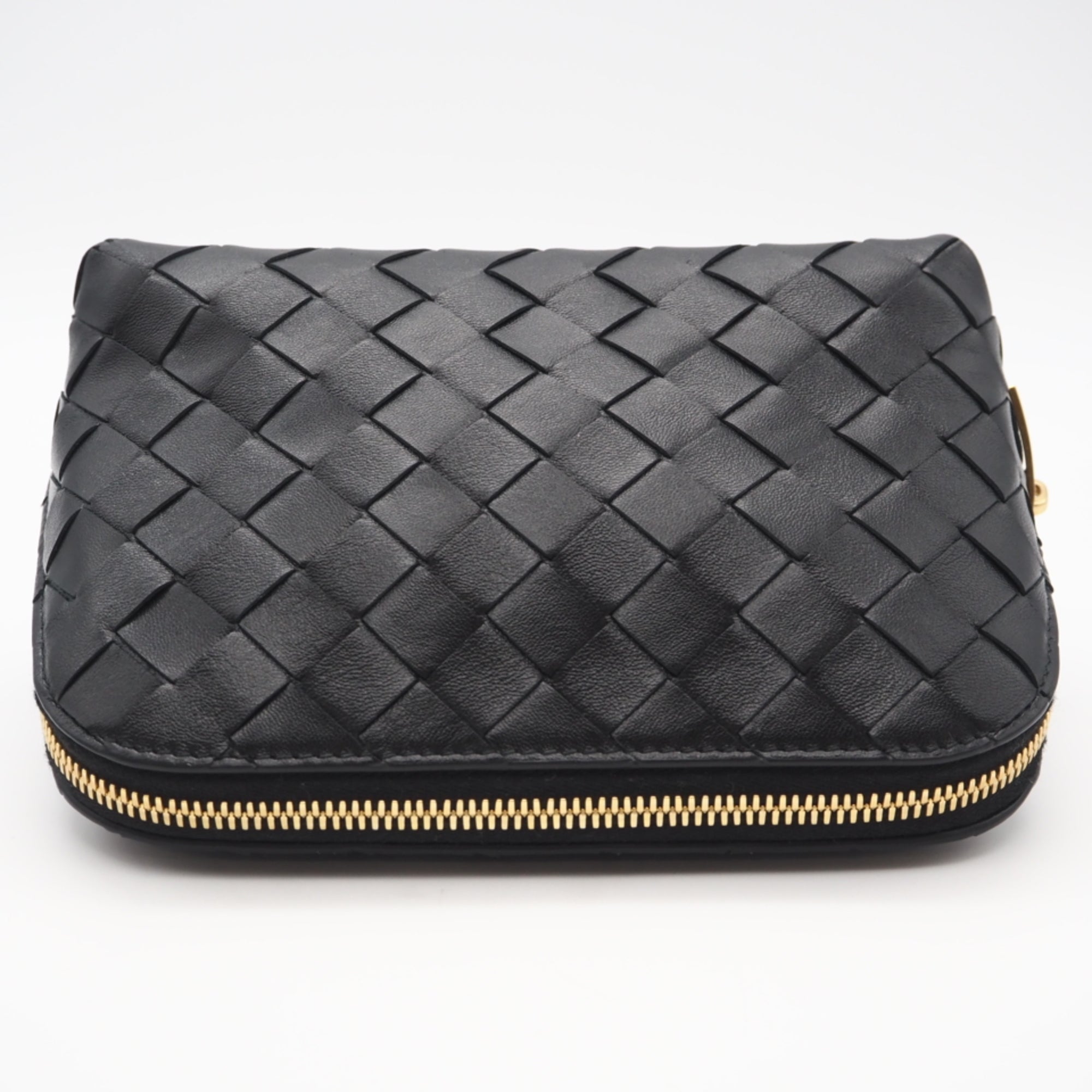 Bottega Veneta Black Intrecciato Leather Pouch (Pre-Owned)