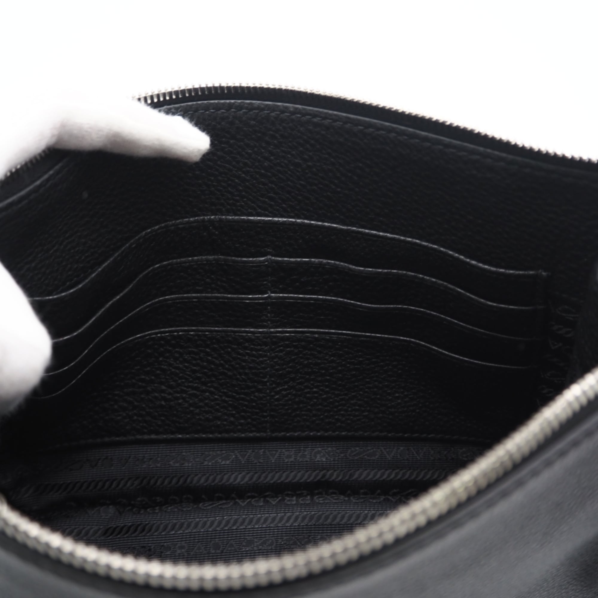 Prada Black Leather Beach Bag Clutch Bag (Pre-Owned)