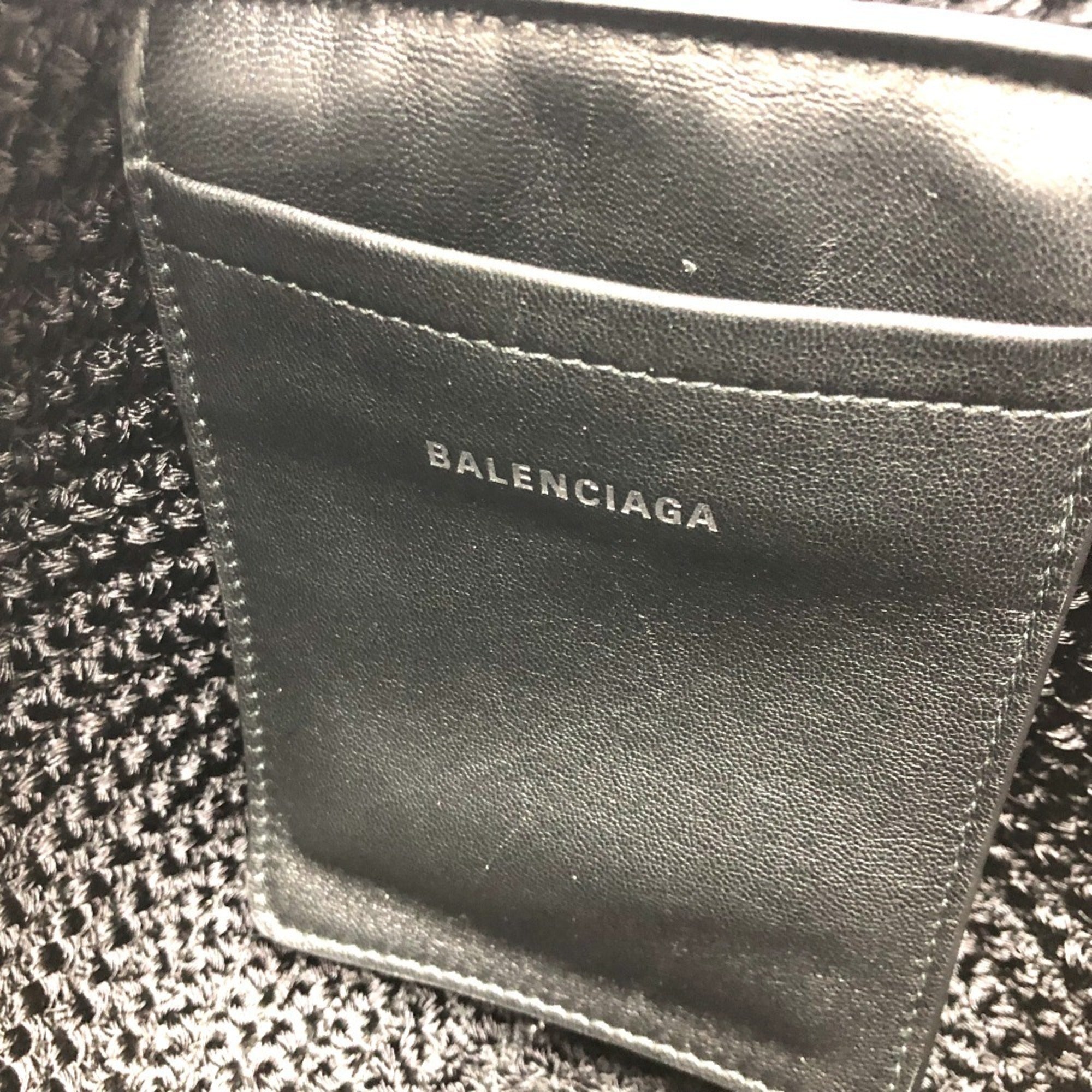 Balenciaga Black Nylon Leather Handbag Tote Bag (Pre-Owned)