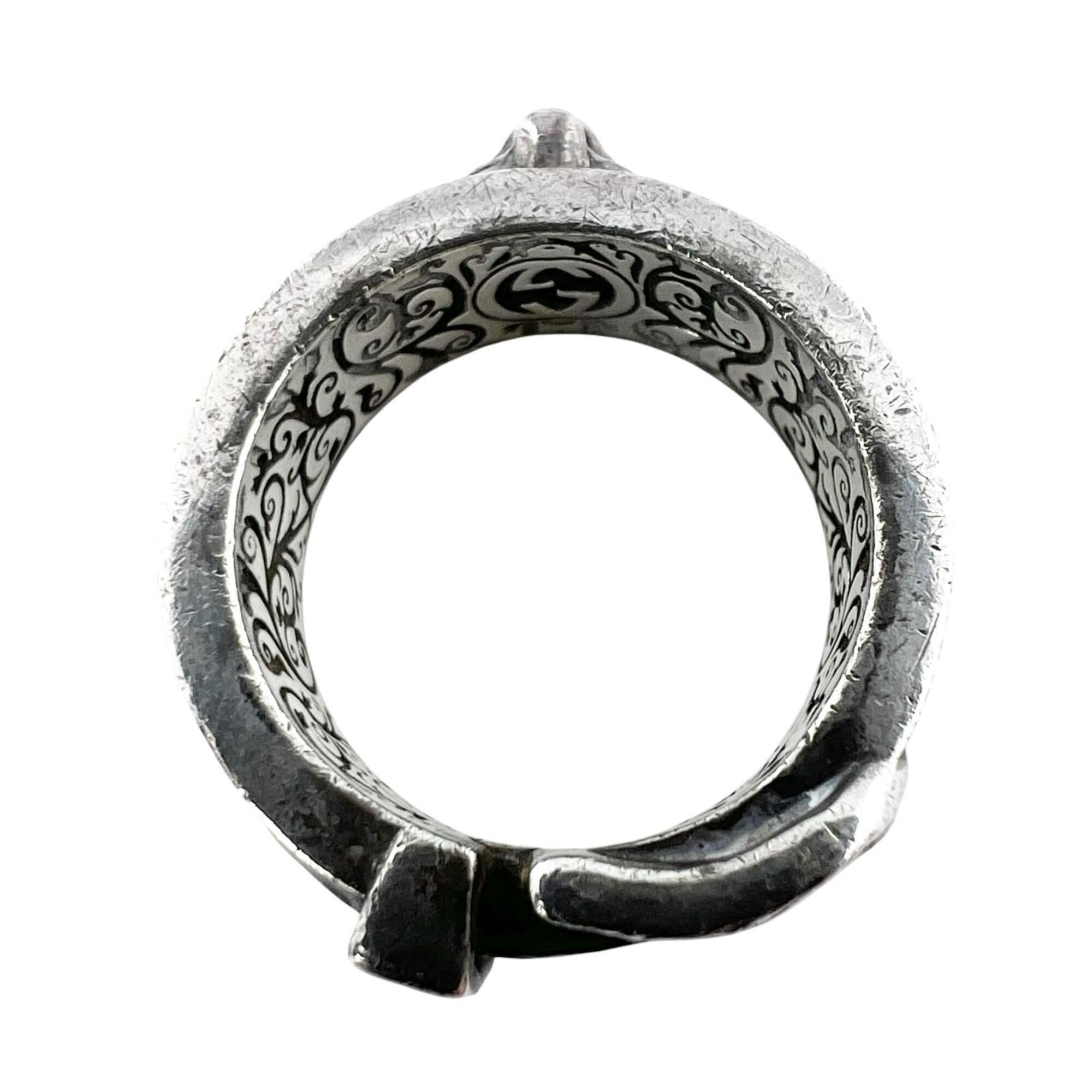 Gucci Silver Blue Enamel Sterling Silver Band Ring (Pre-Owned)