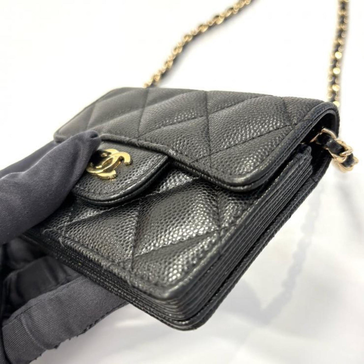 Chanel Black Grained Calfskin Pochette (Pre-Owned)