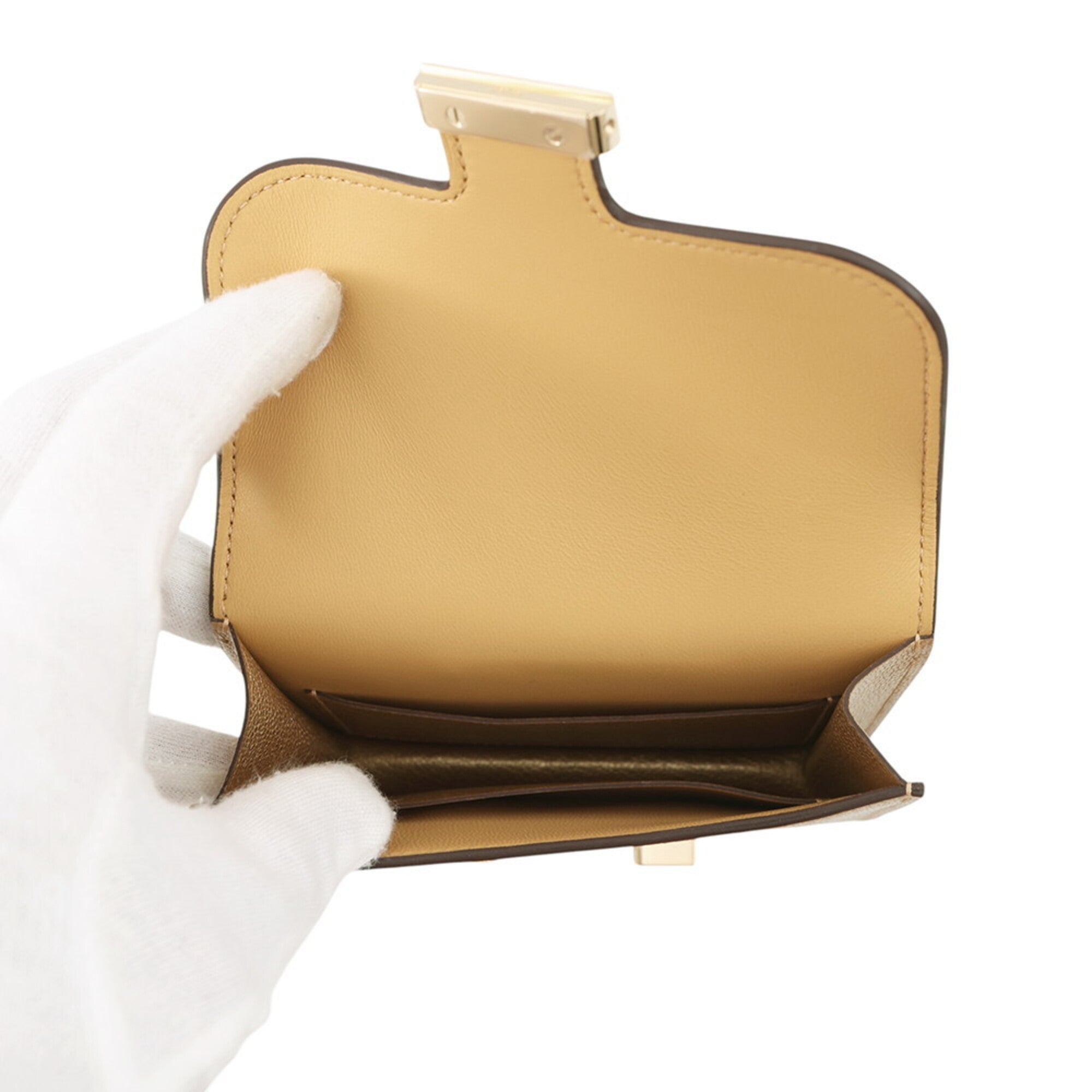 Hermes Champagne Chevre Leather Coin Purse/Coin Case (Pre-Owned)