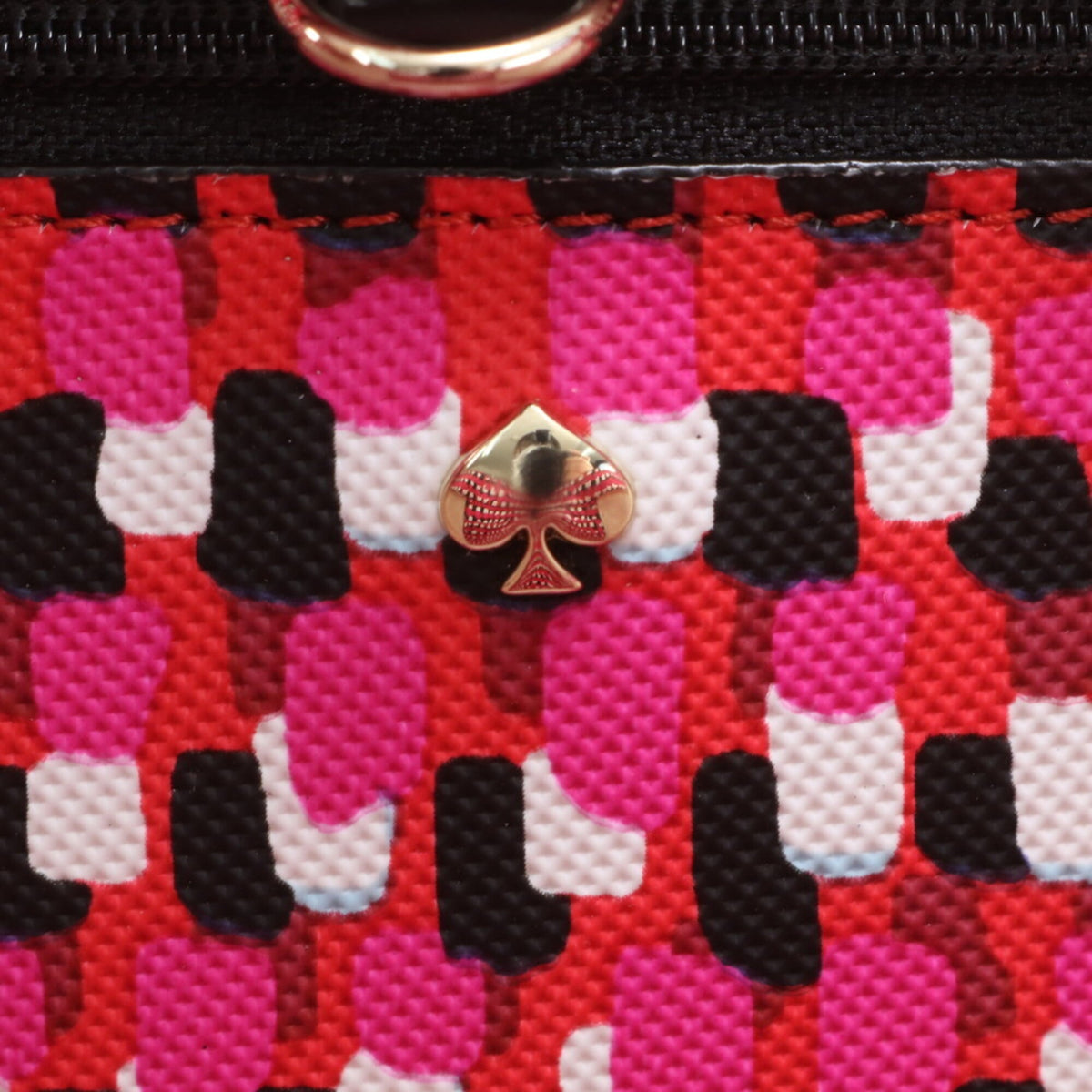 Kate Spade Black Pink White Leather Coated Canvas Handbag Shoulder Bag Tote Bag (Pre-Owned)