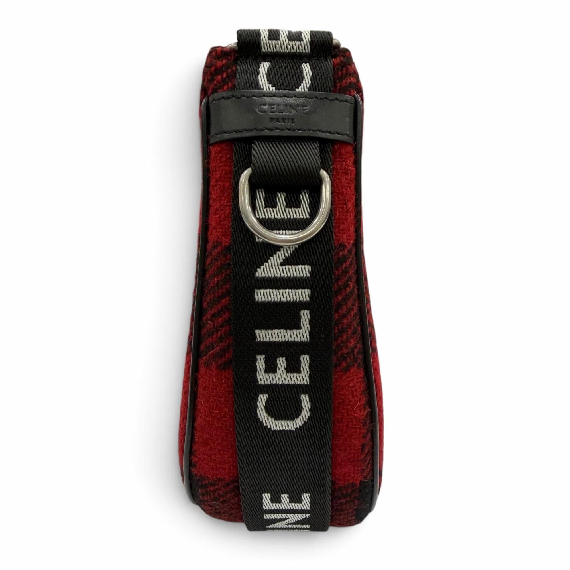 Celine Black Red Color Leather Shoulder Bag (Pre-Owned)