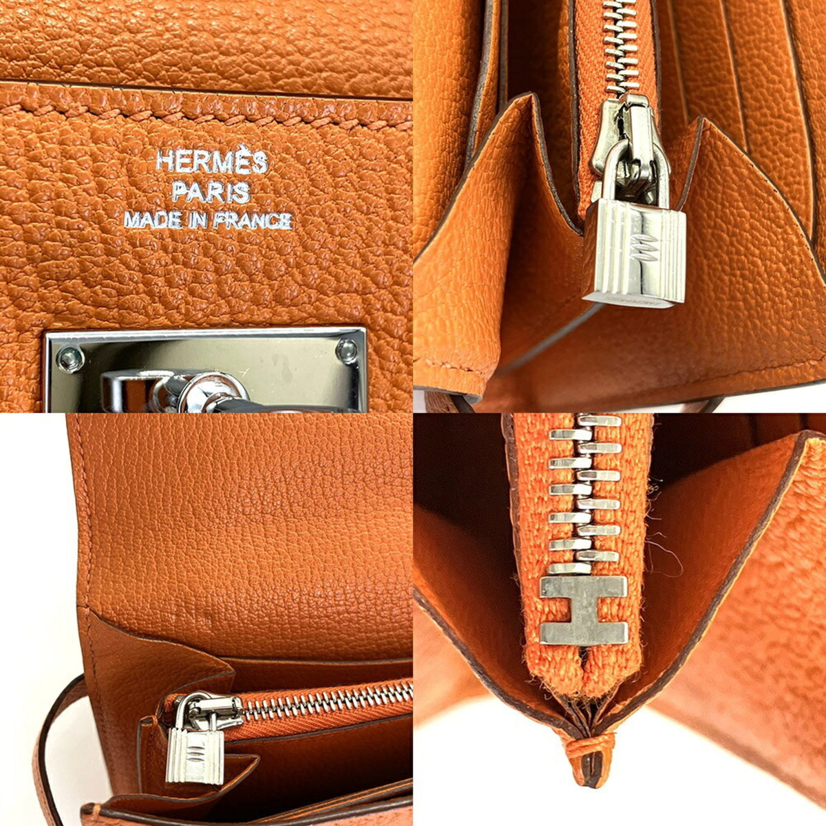Hermes Orange Chevre Leather Long Wallet (Bi-Fold) (Pre-Owned)