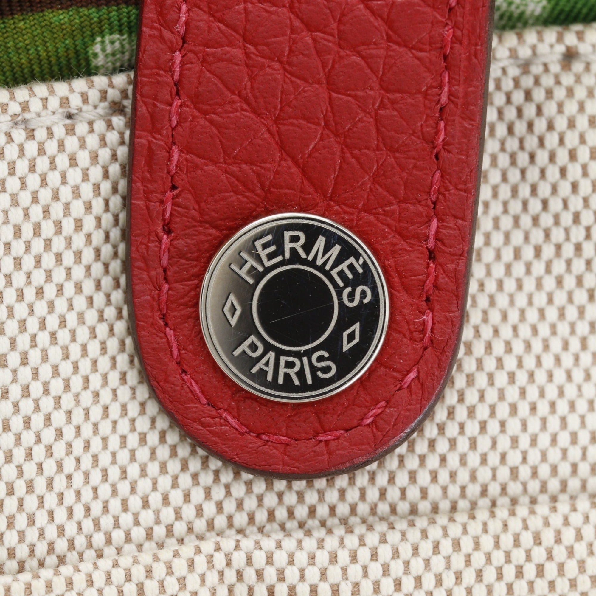 Hermes Beige Toile H Silk Handbag Tote Bag (Pre-Owned)