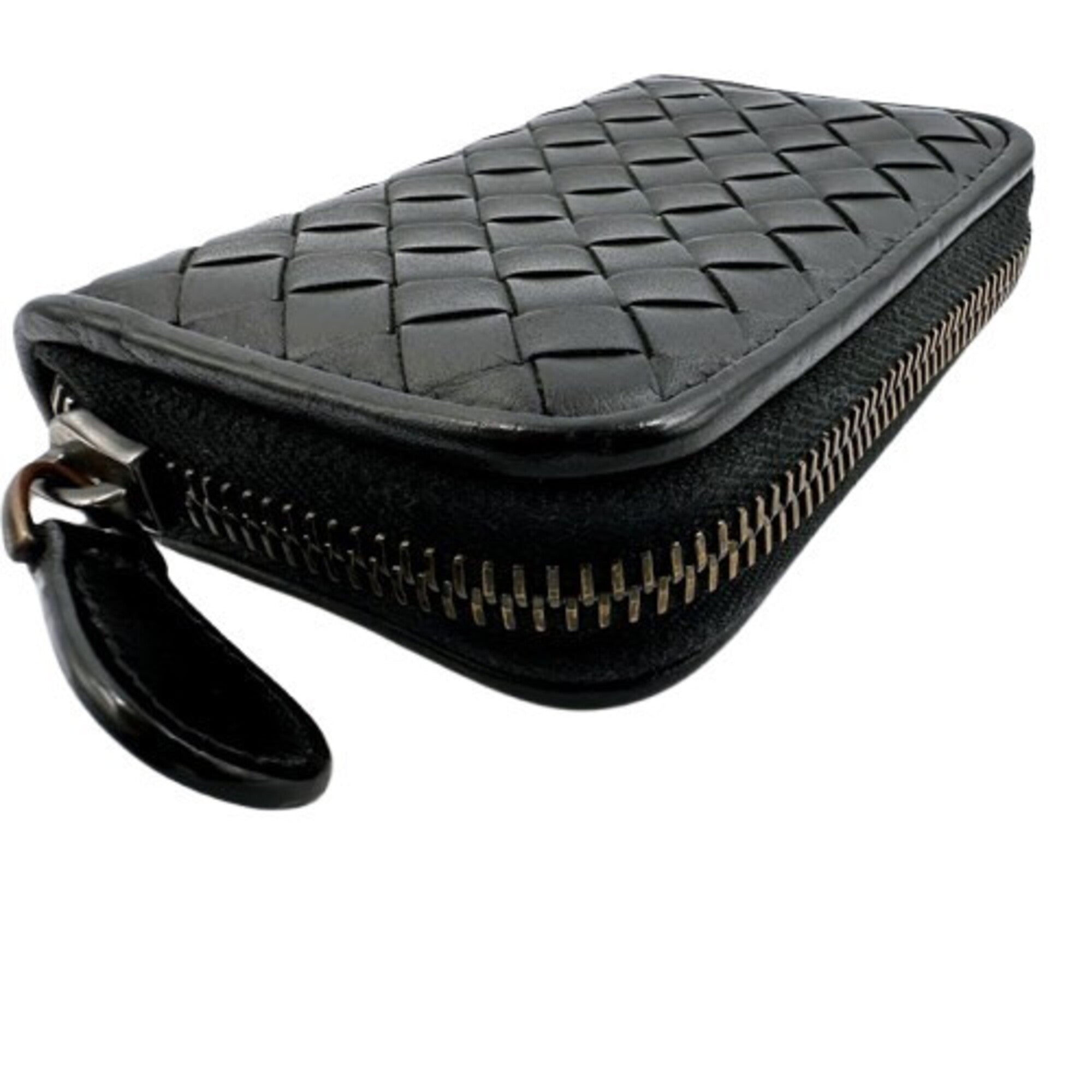 Bottega Veneta Black Leather Coin Purse/Coin Case (Pre-Owned)