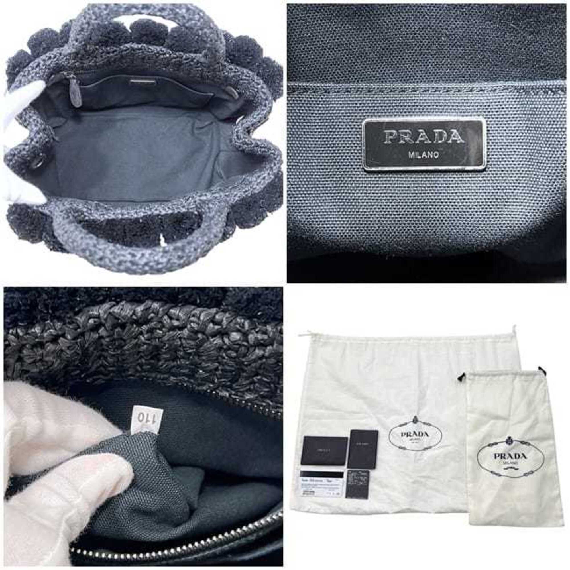 Prada Black Nero Raffia Handbag Shoulder Bag (Pre-Owned)