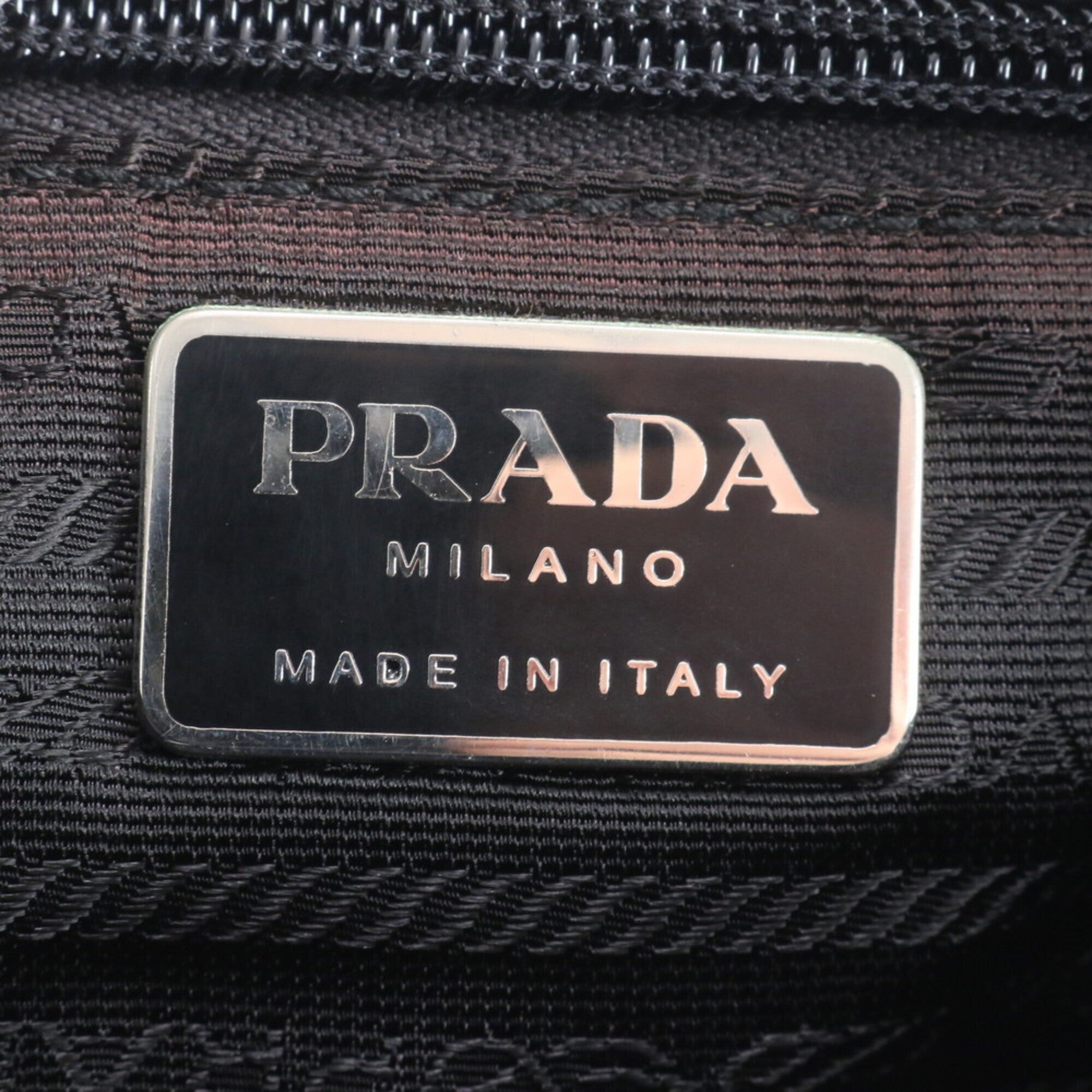 Prada Black Nylon Leather Handbag Shoulder Bag Tote Bag (Pre-Owned)