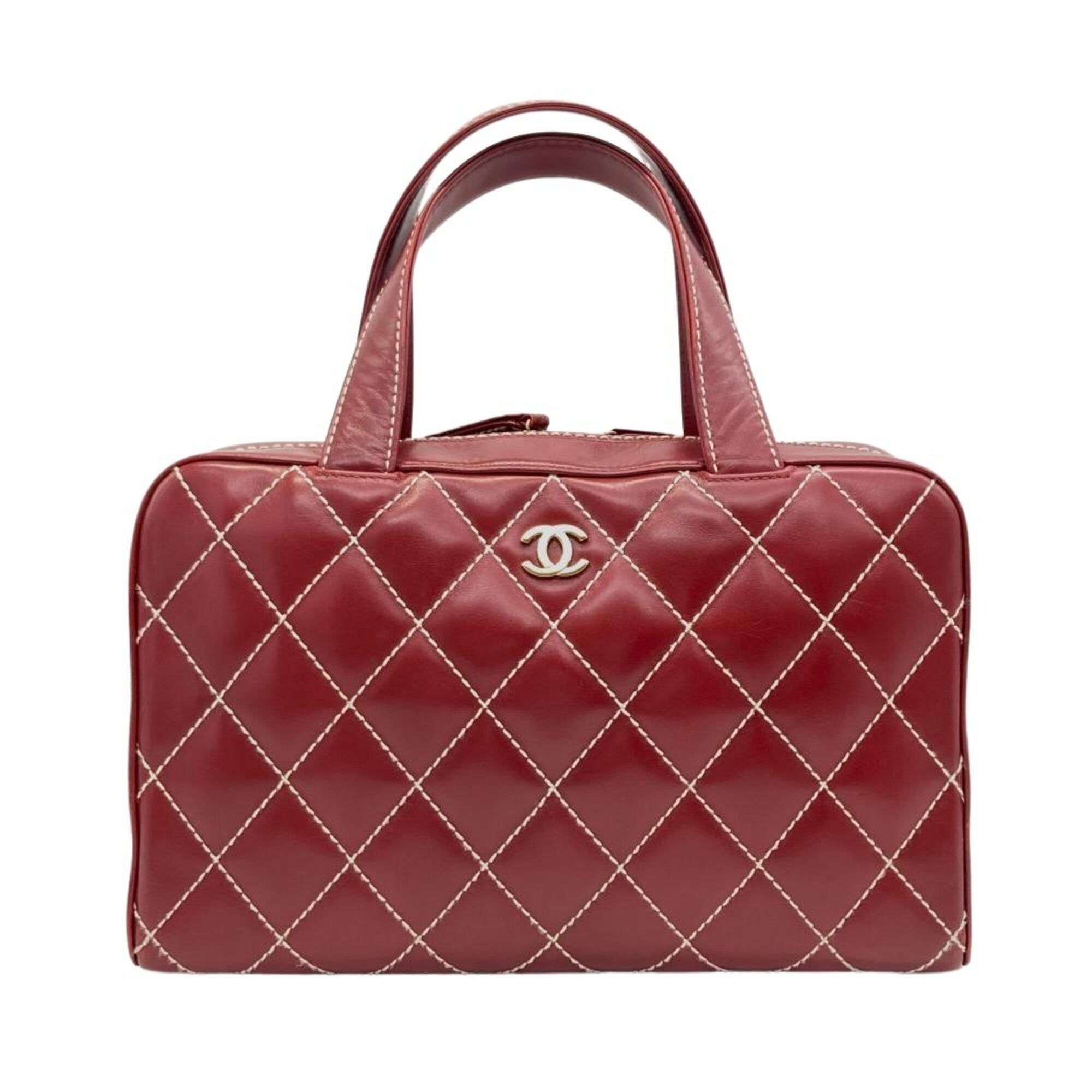 Chanel Bordeaux Red Color Wine Boston Bag Handbag (Pre-Owned)