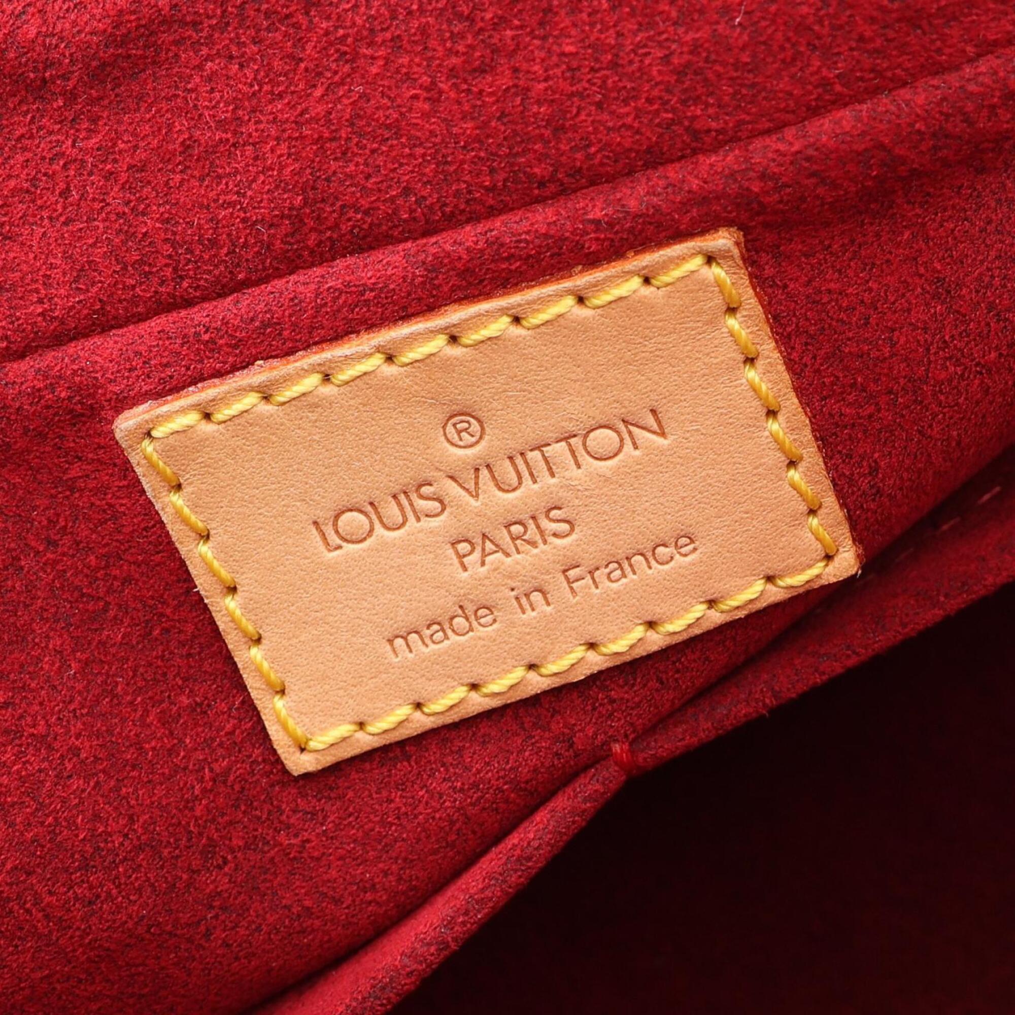 Louis Vuitton Brown Leather Monogram Coated Canvas Handbag Shoulder Bag (Pre-Owned)
