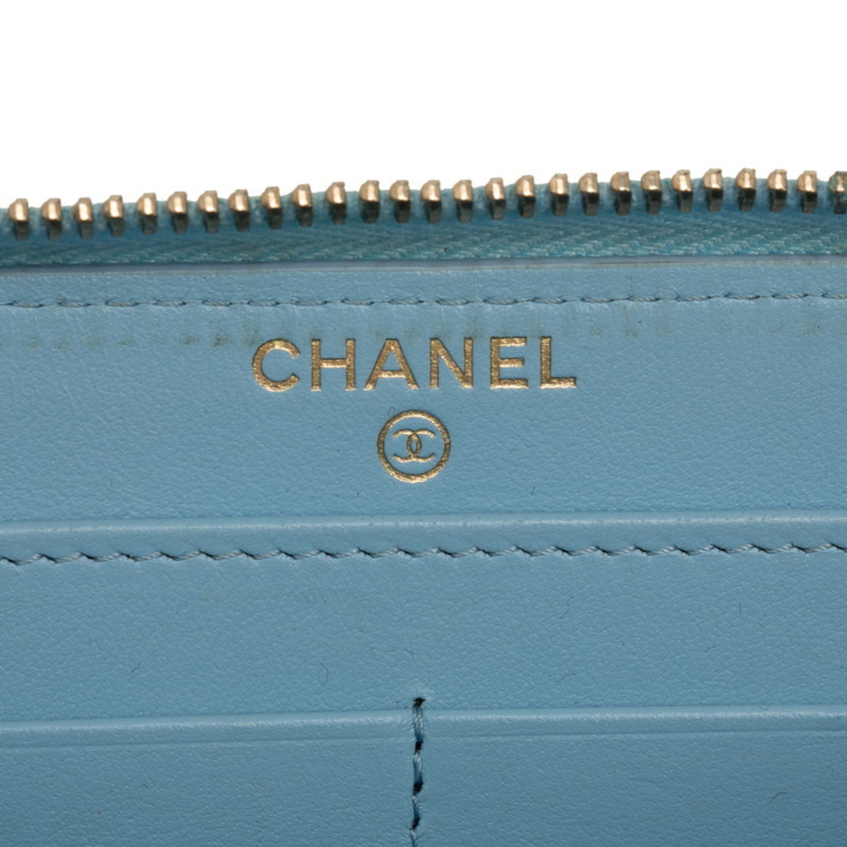 Chanel Blue Leather Long Wallet (Bi-Fold) (Pre-Owned)