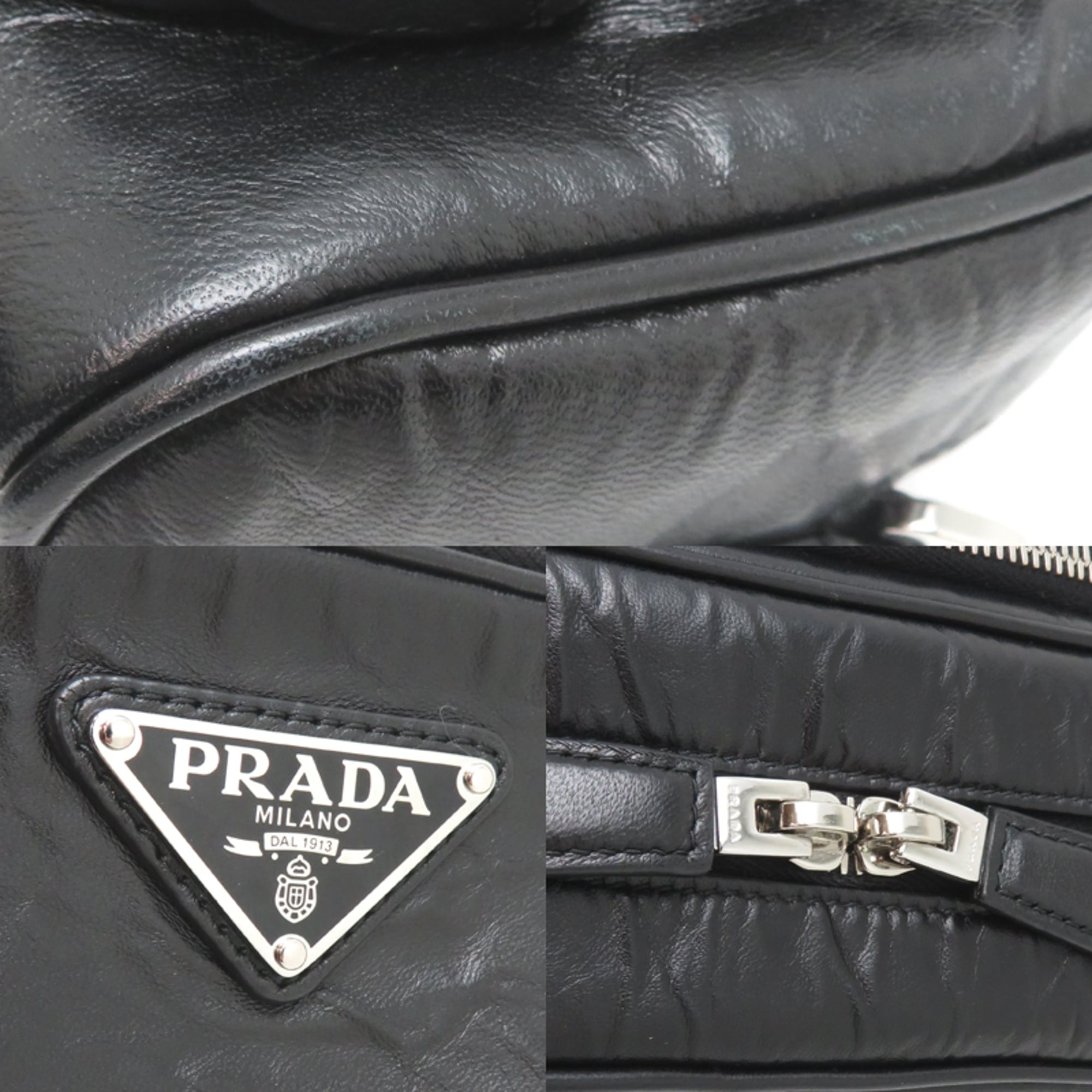 Prada Black Nappa Leather Leather Shoulder Bag (Pre-Owned)