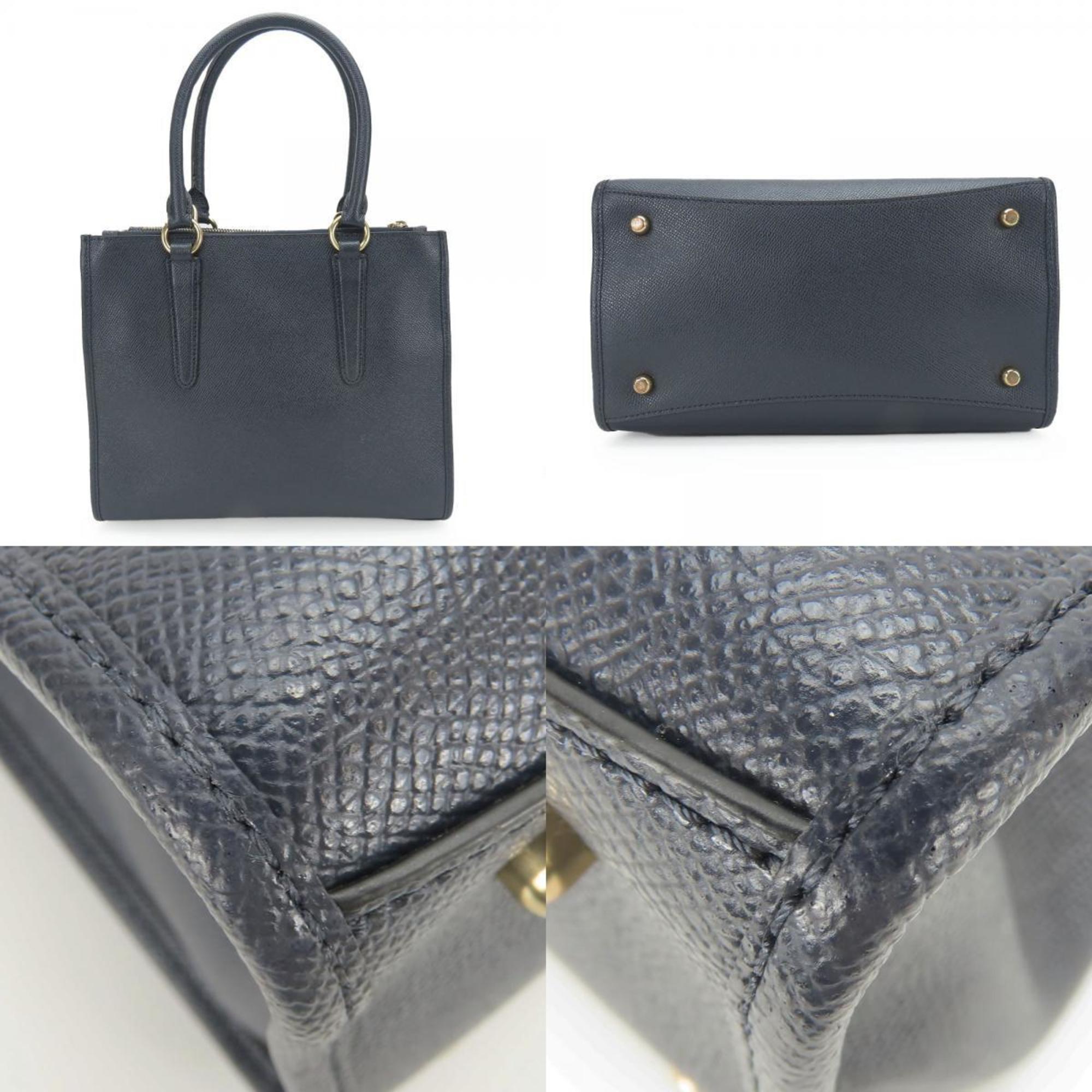 Coach Navy Leather Handbag (Pre-Owned)