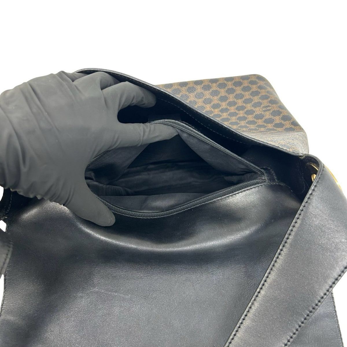 Celine Black Brown Leather Pvc Shoulder Bag (Pre-Owned)