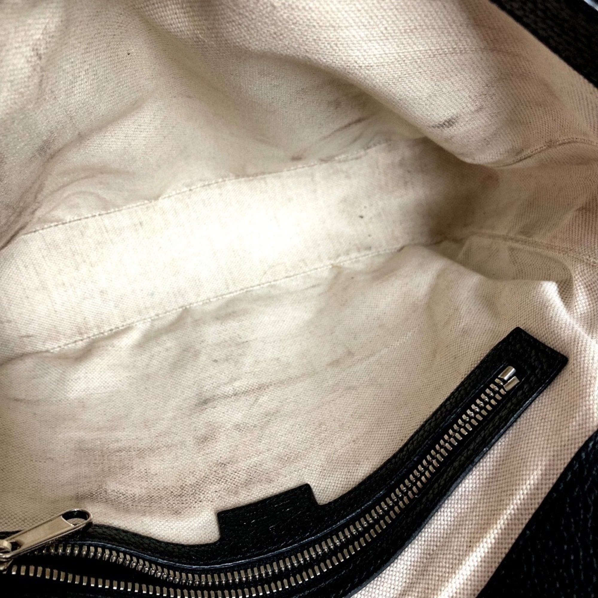 Gucci Black Leather Messenger Bag Shoulder Bag (Pre-Owned)