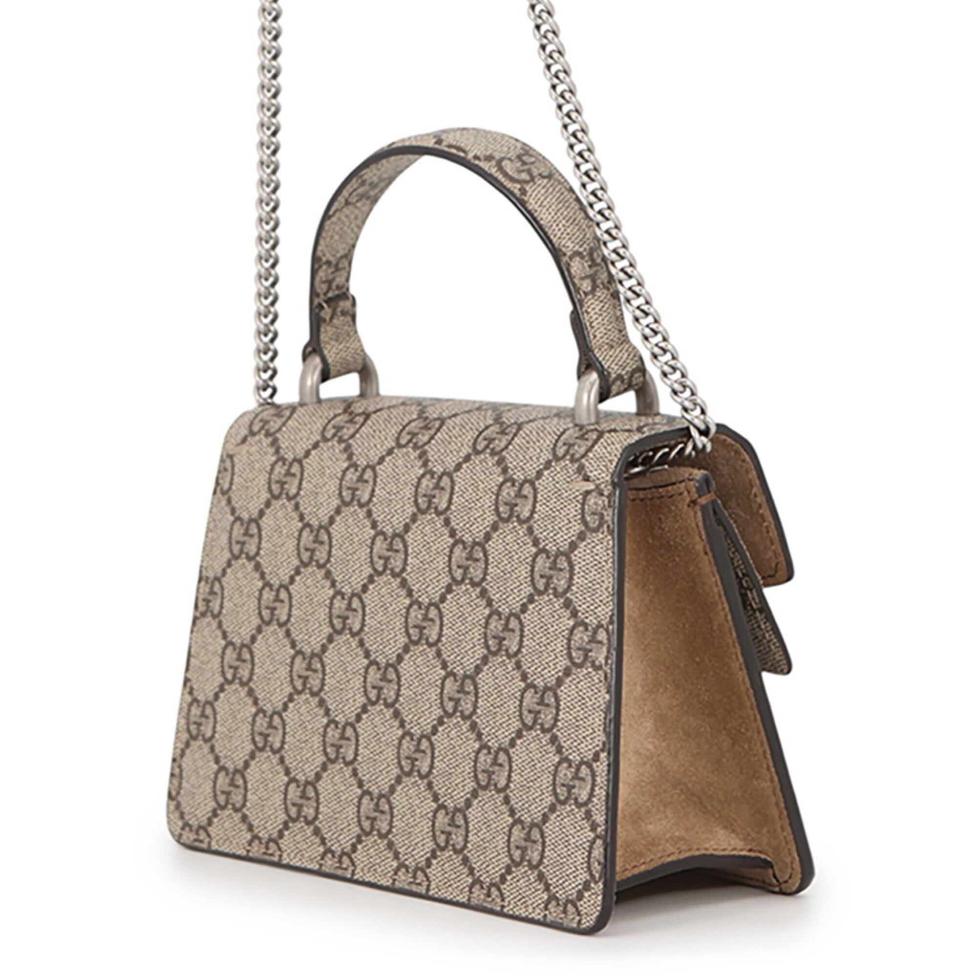 Gucci Beige Gg Supreme Suede Handbag Shoulder Bag (Pre-Owned)