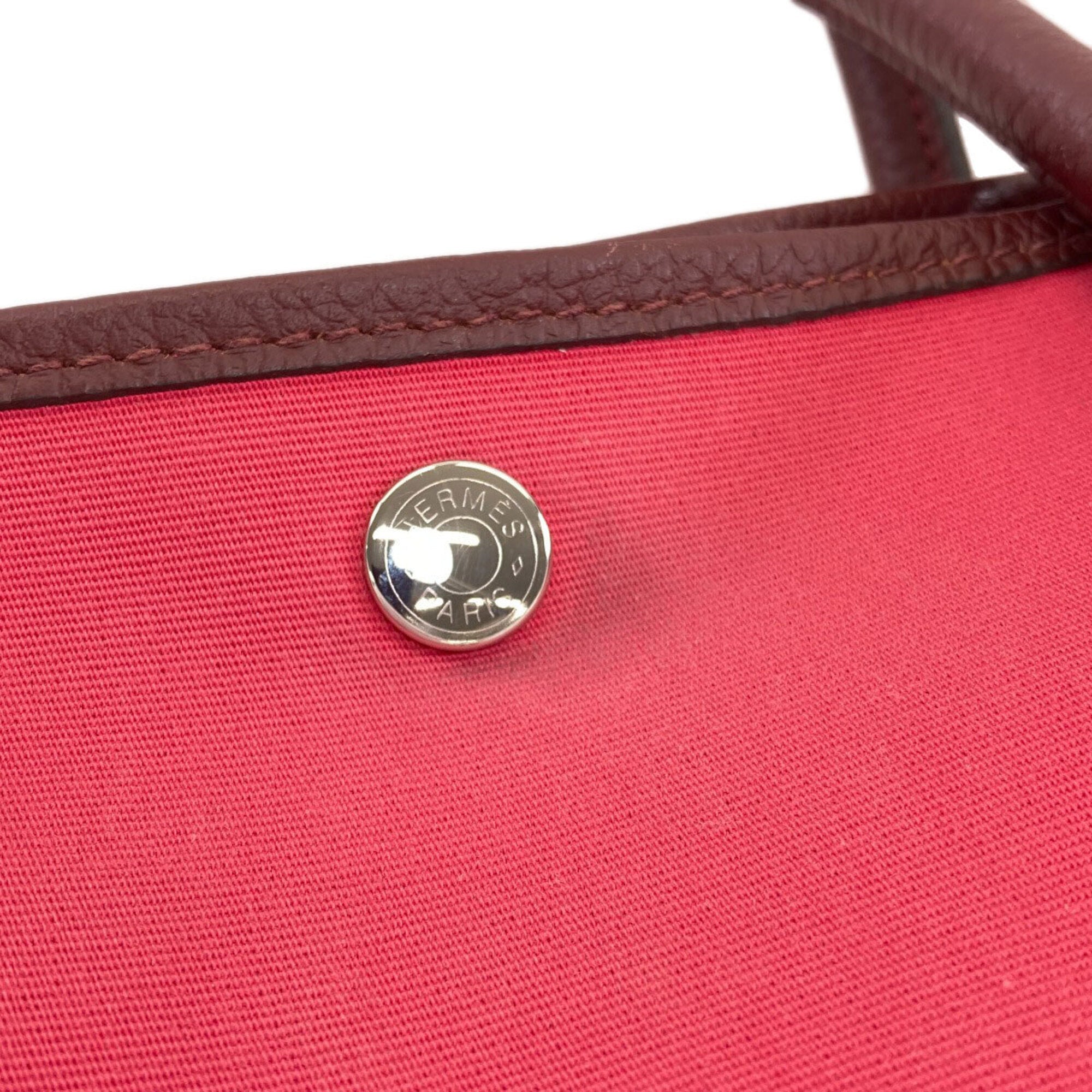 Hermes Pink Toile Officier Handbag (Pre-Owned)