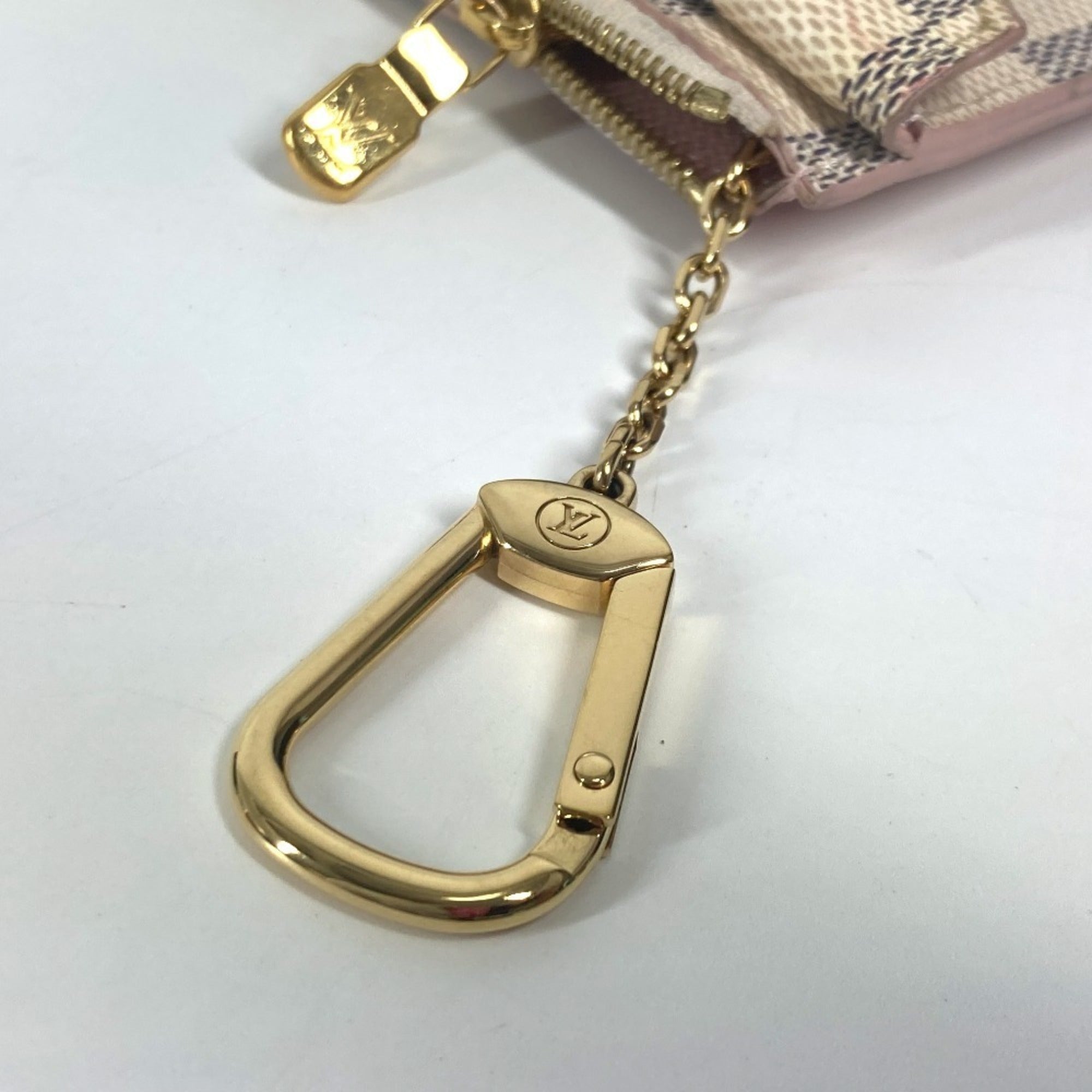 Louis Vuitton Pink White Damier Azur Coin Purse/Coin Case (Pre-Owned)