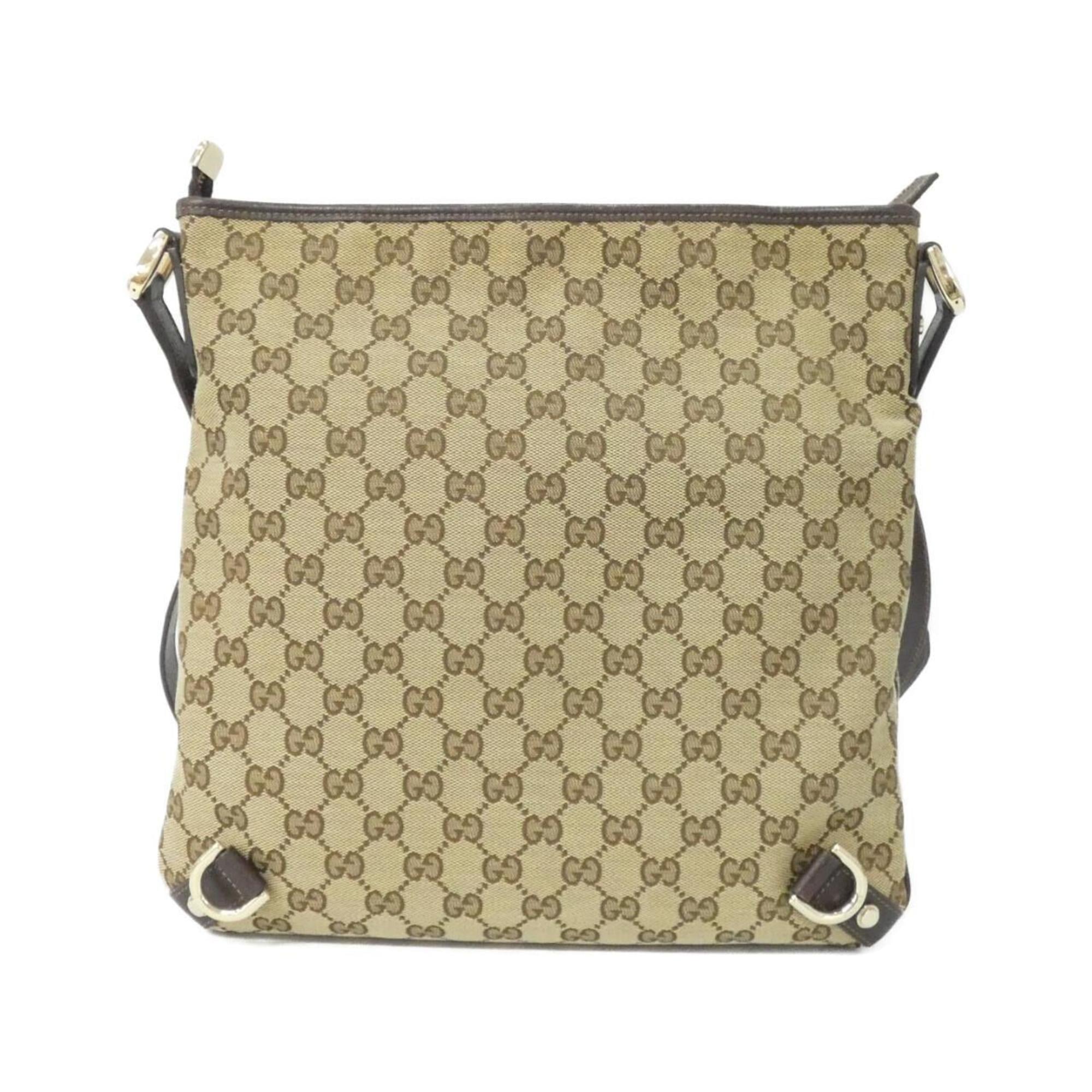 Gucci Beige Brown Gg Canvas Shoulder Bag (Pre-Owned)
