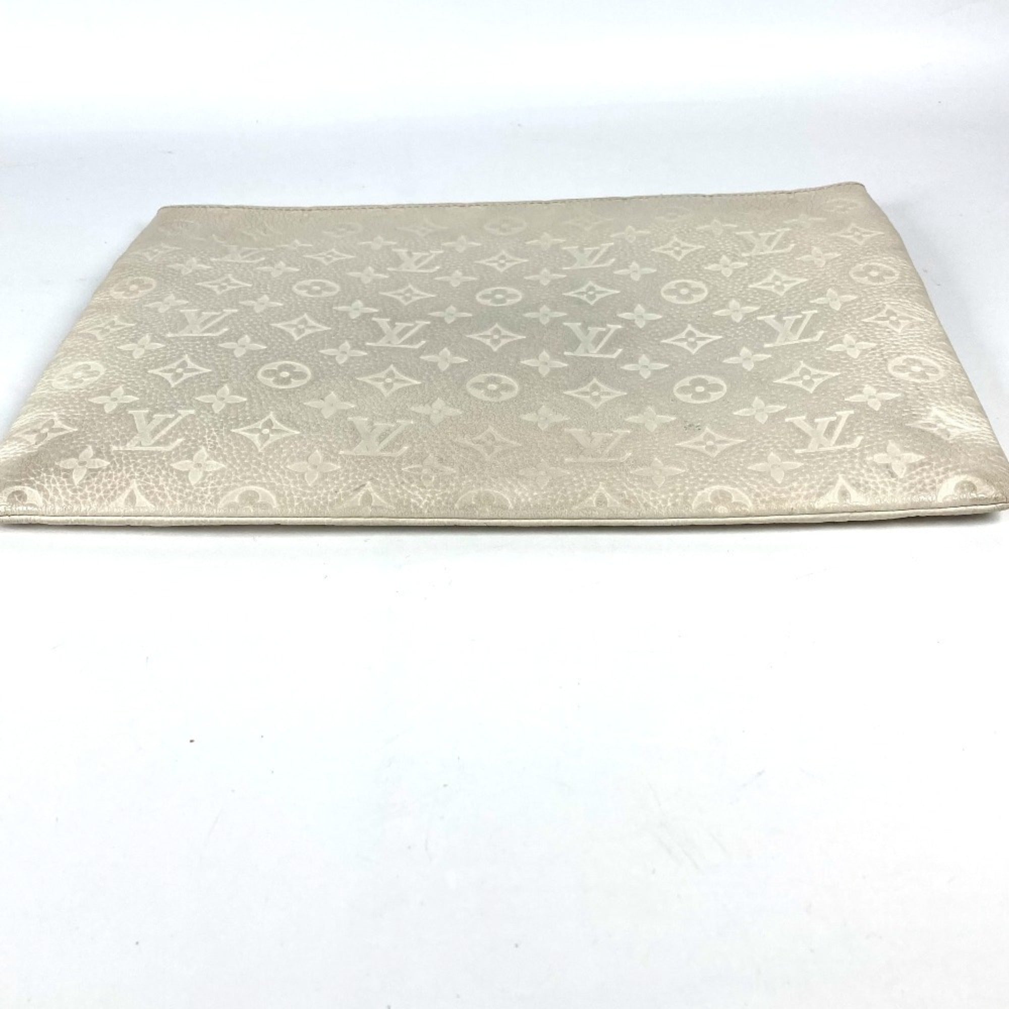 Louis Vuitton White Leather Clutch Bag Pochette Pouch (Pre-Owned)