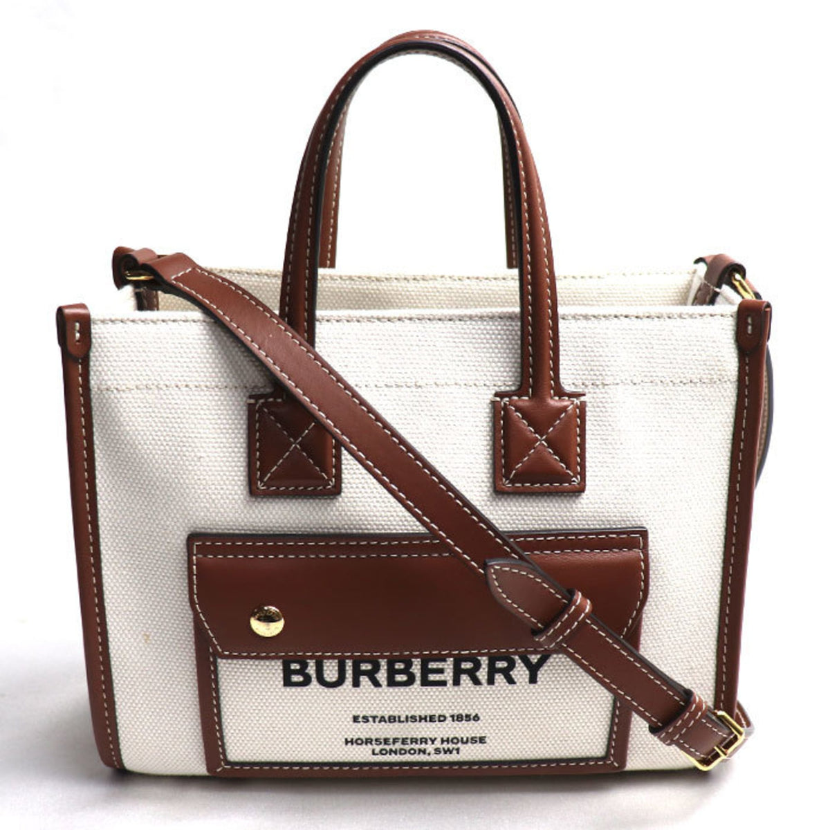 Burberry Brown Canvas Leather Shoulder Bag (Pre-Owned)