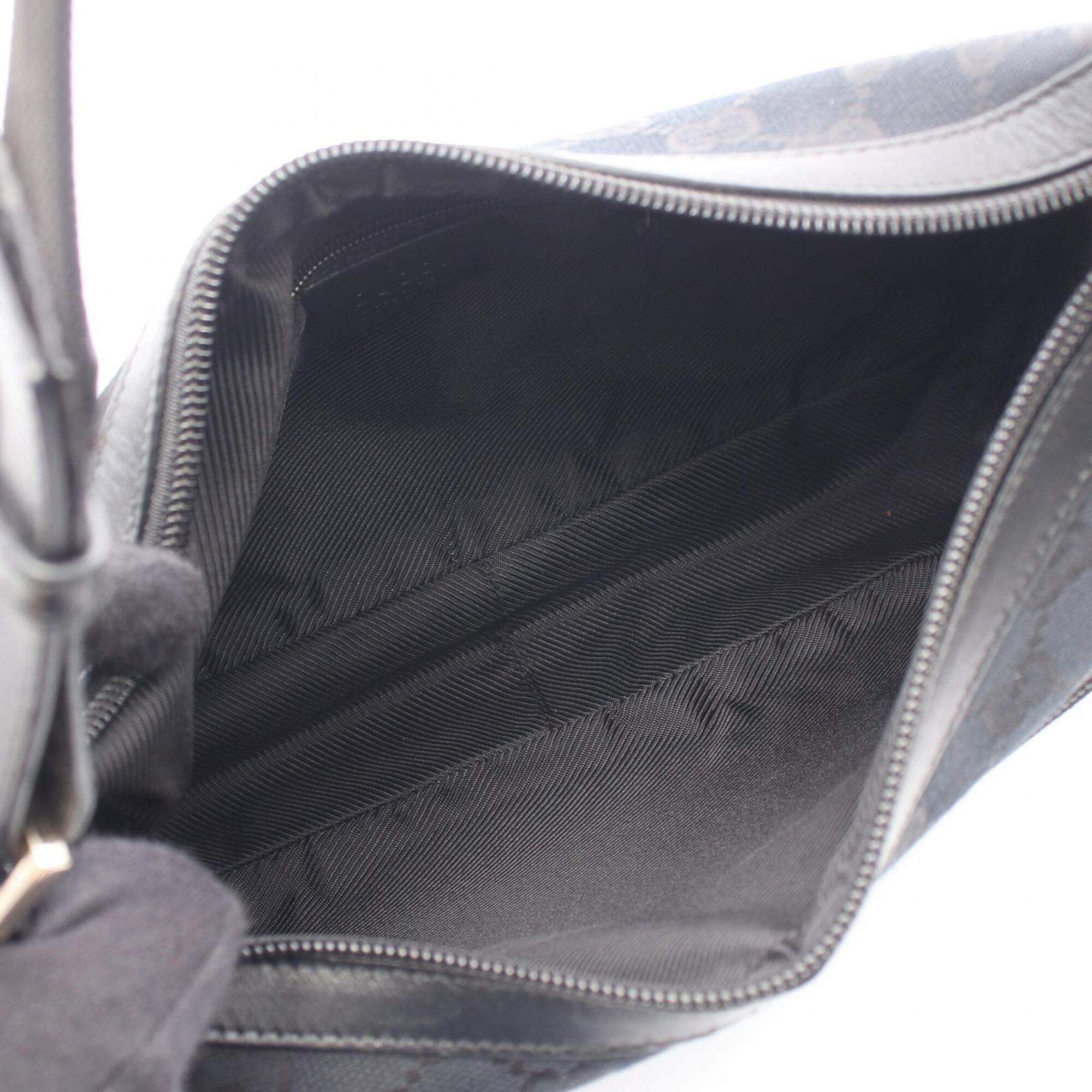 Gucci Black Canvas Leather Shoulder Bag (Pre-Owned)